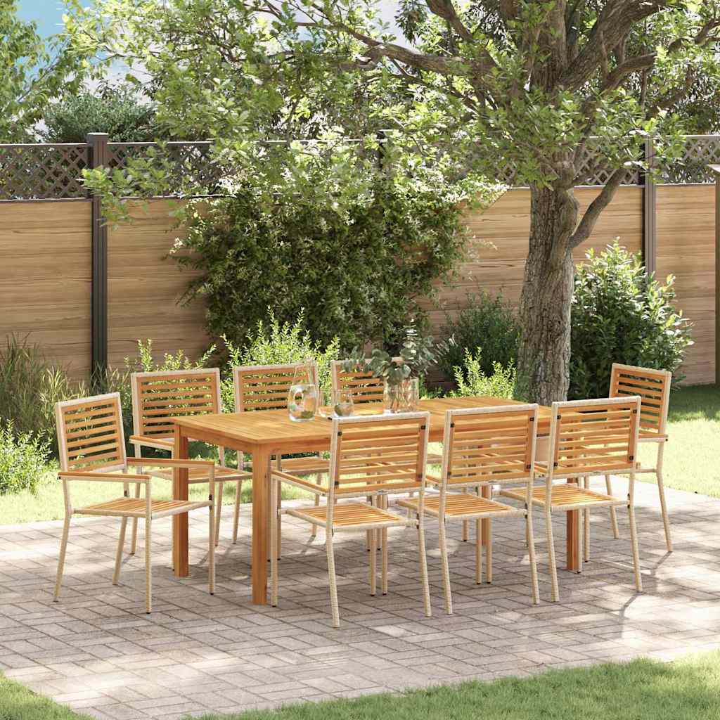 Garten Essgruppe 9 stk. Beige Massivholz Akazie