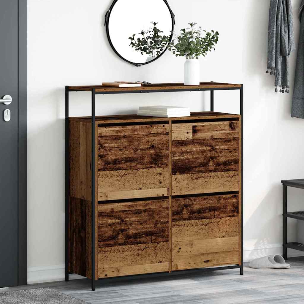 Schuhschrank 100 x 34 x 112 cm Holzwerkstoff Altholz