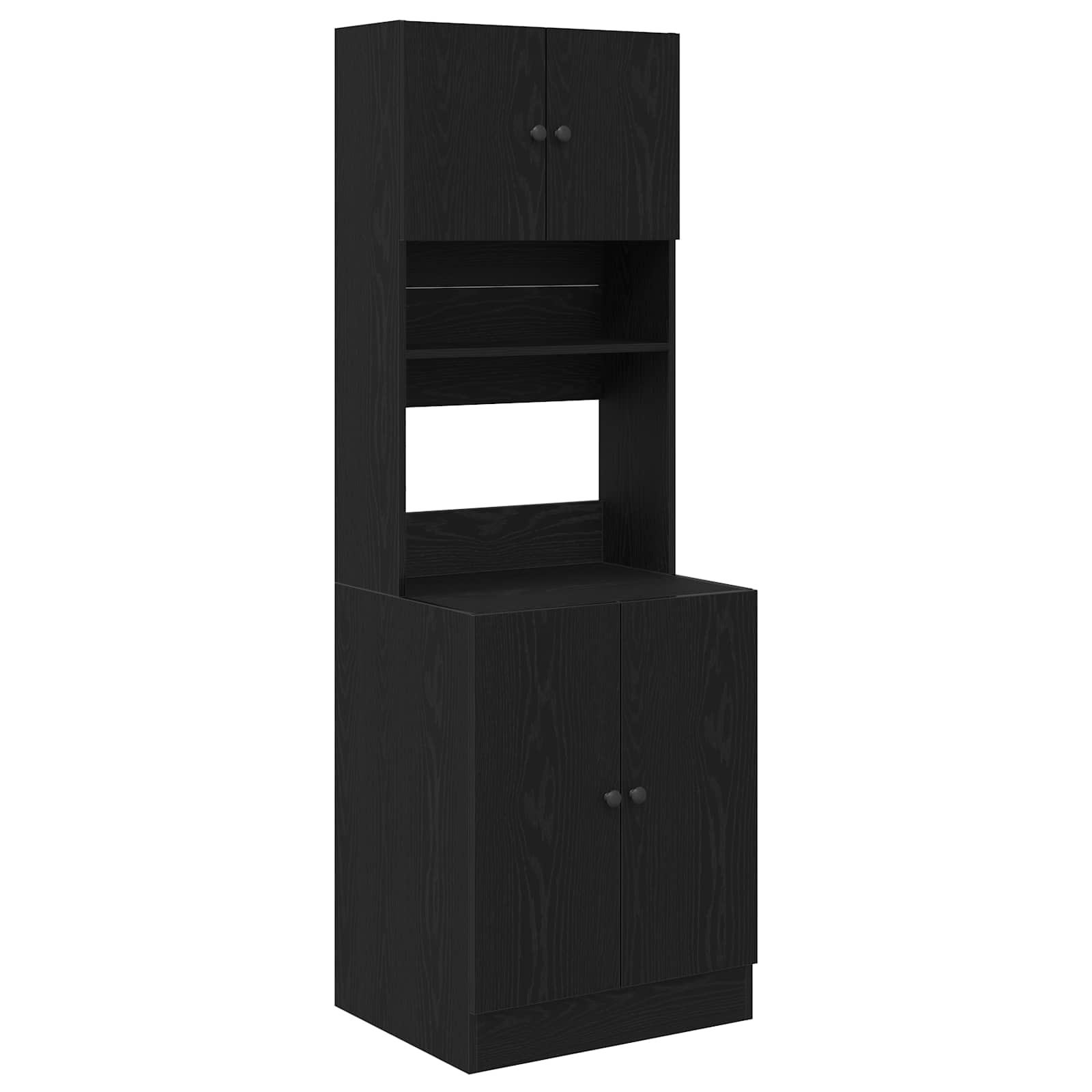 Küchenbuffet Schwarz Eichen-Optik 60 x 50 x 180 cm