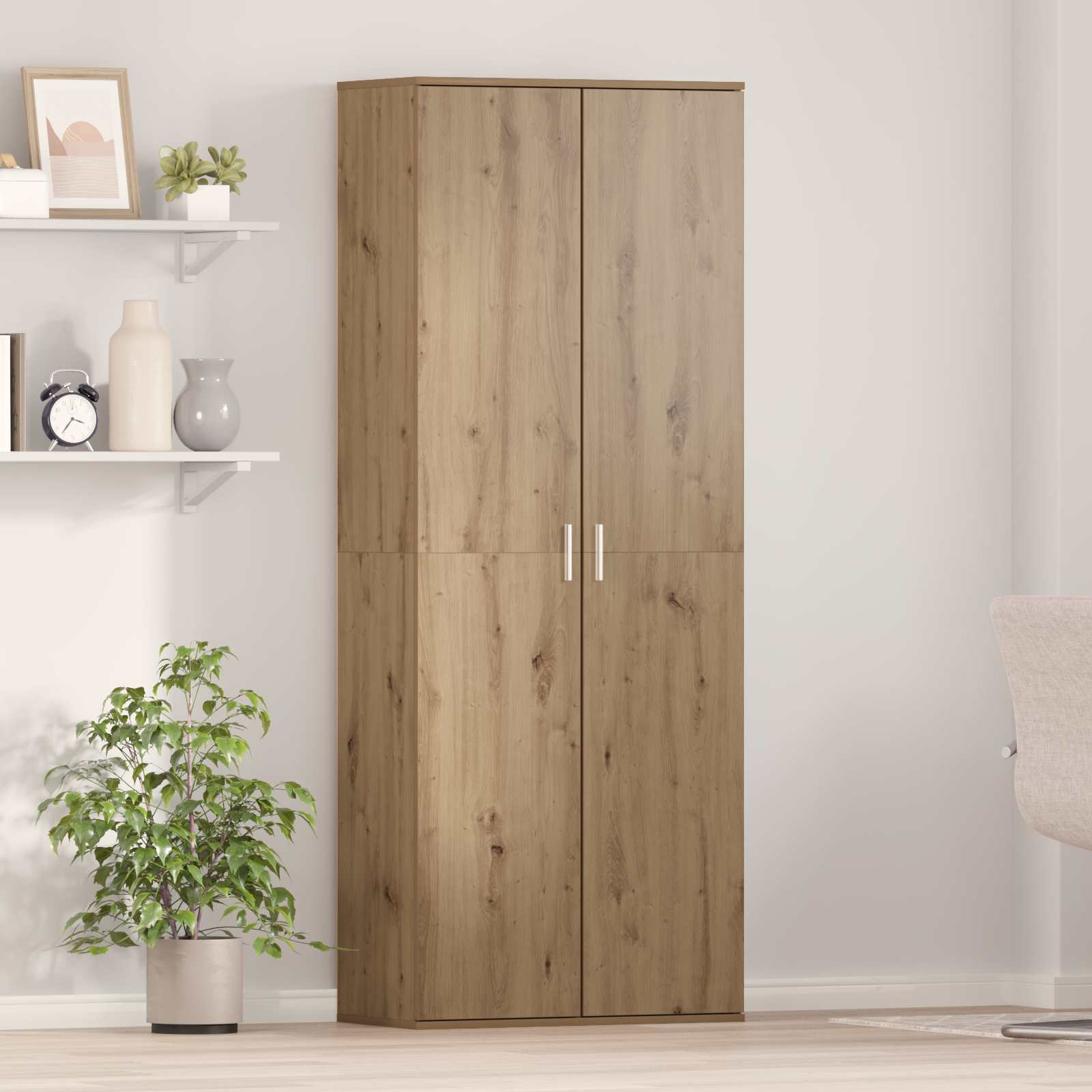 Highboard 70 x 33,5 x 180 cm Holzwerkstoff Artisan-Eiche