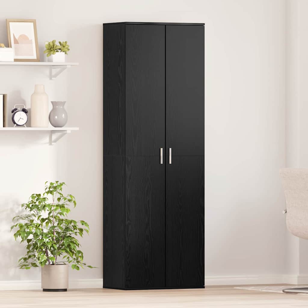 Highboard 60 x 35 x 180 cm Holzwerkstoff Schwarz Eichen-Optik