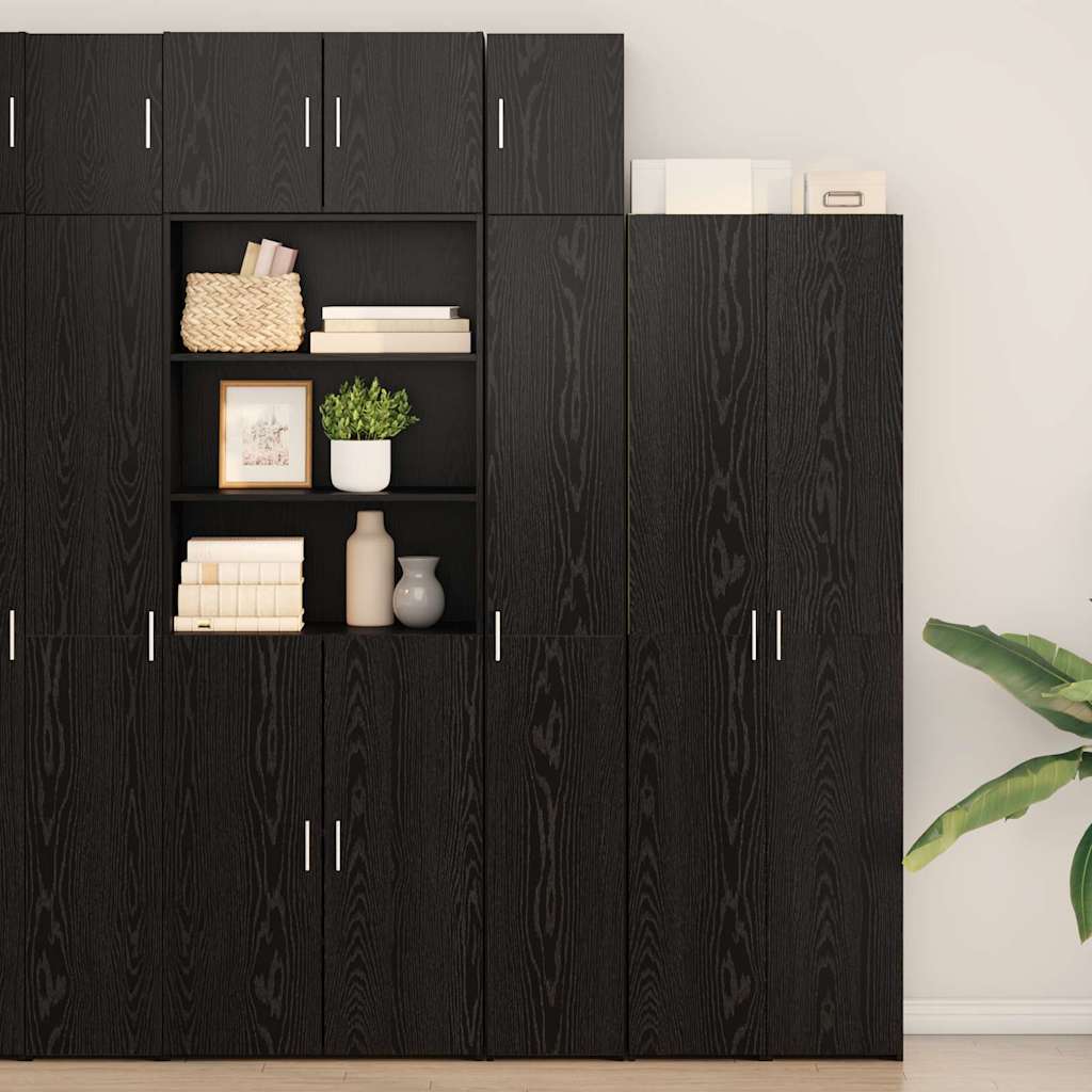 Lagerschrank mit Regalen Schwarz Eichen-Optik Holzwerkstoff