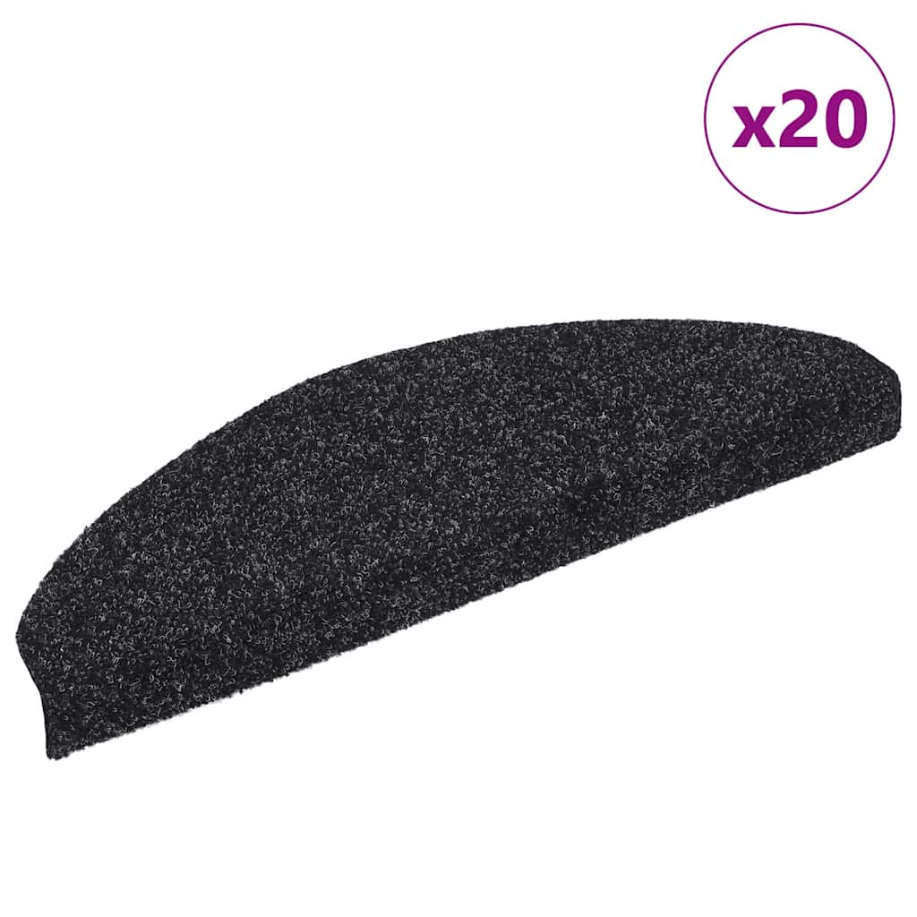 Stufenmatten Selbstklebend 20 Stk. 65x21x4 cm Schwarz Halbrund Groß