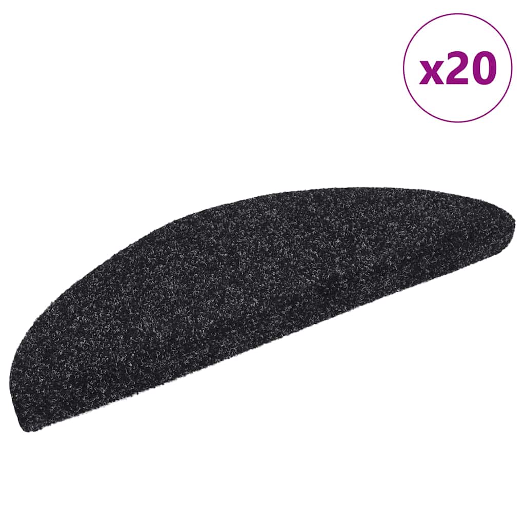 Stufenmatten Selbstklebend 20 Stk. 56x17x3 cm Schwarz Halbrund