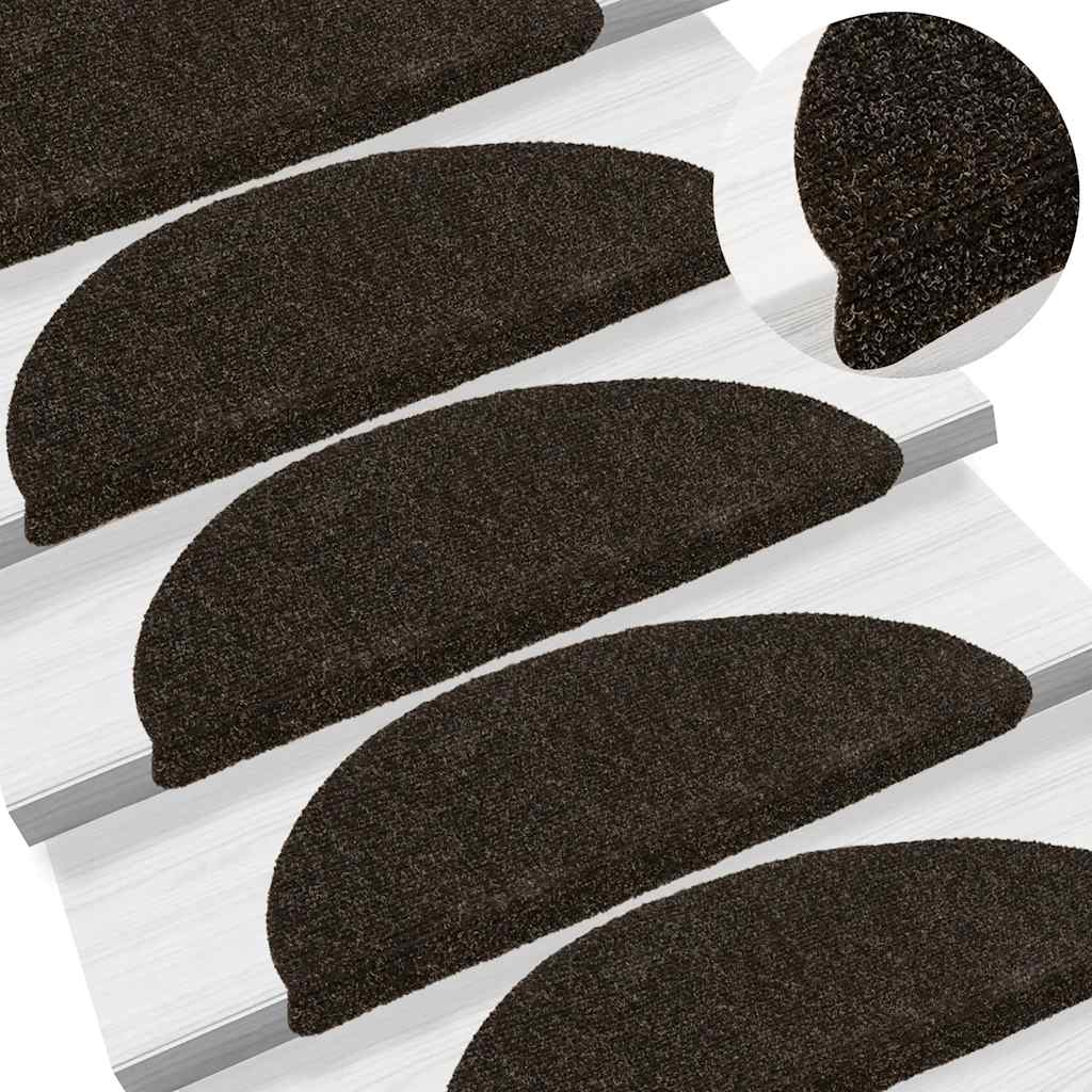 Stufenmatten Selbstklebend 30 Stk. 56x17x3 cm Dunkelbraun Halbrund