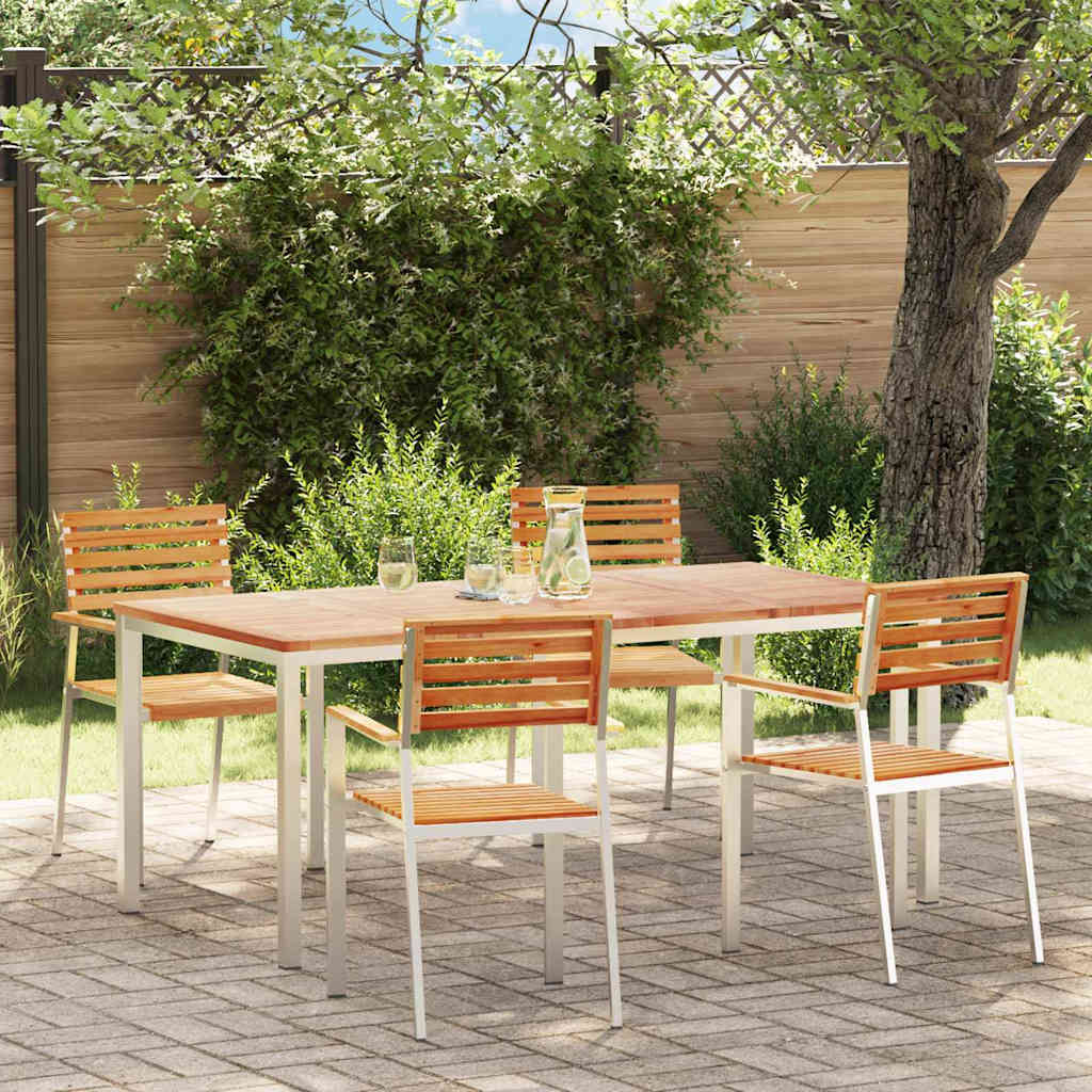 Garten Essgruppe 5 stk. Massives Teakholz und Edelstahl