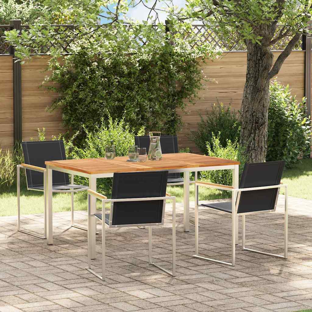 Garten Essgruppe 5 stk. Massives Teakholz und Edelstahl