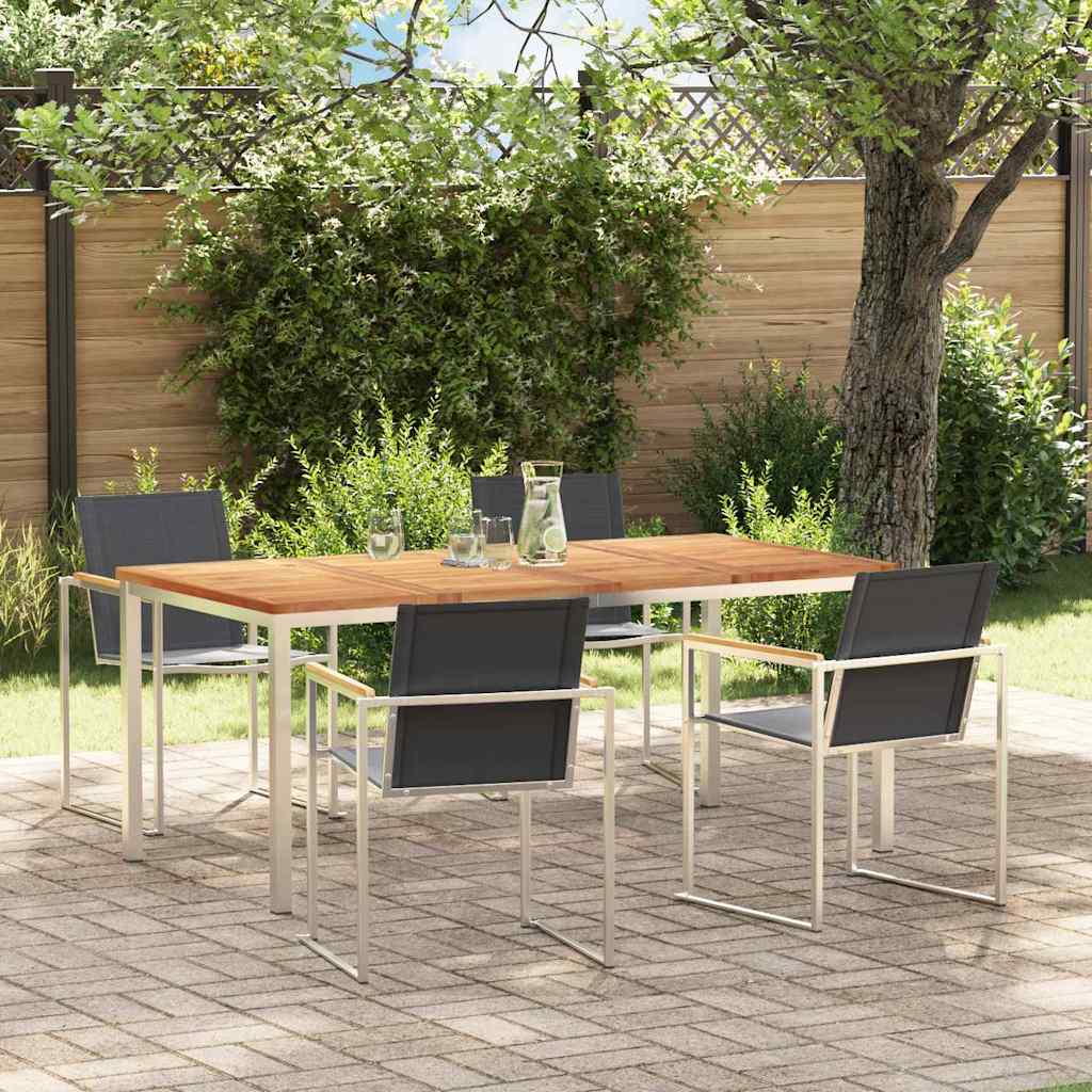 Garten Essgruppe 5 stk. Massives Teakholz und Edelstahl