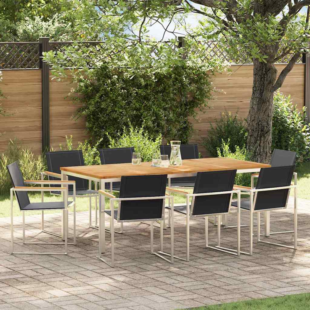 Garten Essgruppe 9 stk. Massives Teakholz und Edelstahl