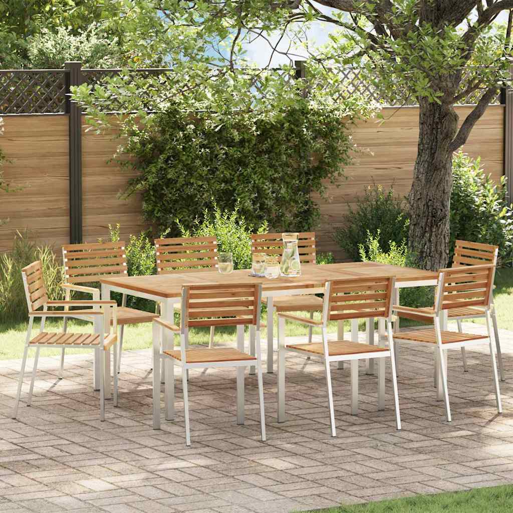 Gartenstuhl 8 stk. Massives Teakholz und Edelstahl