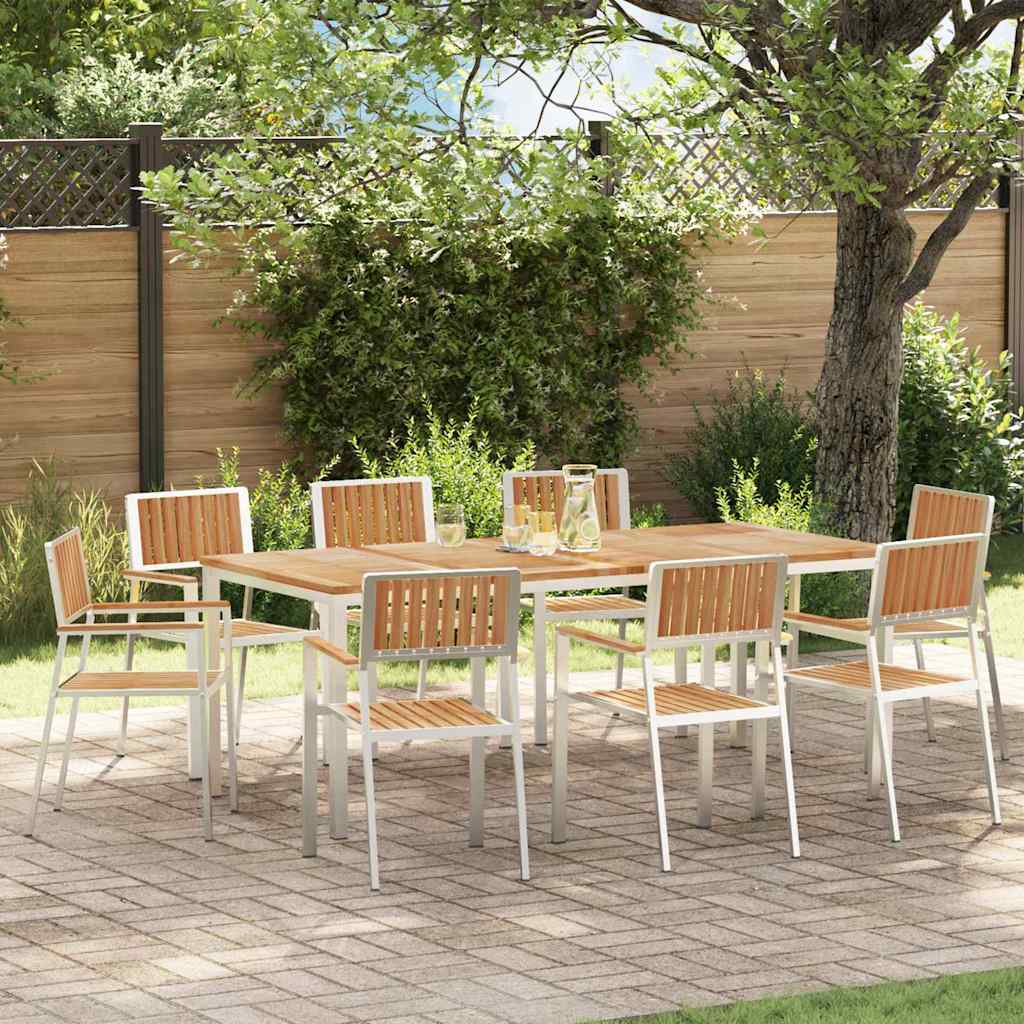 Gartenstuhl 8 stk. Massives Teakholz und Edelstahl