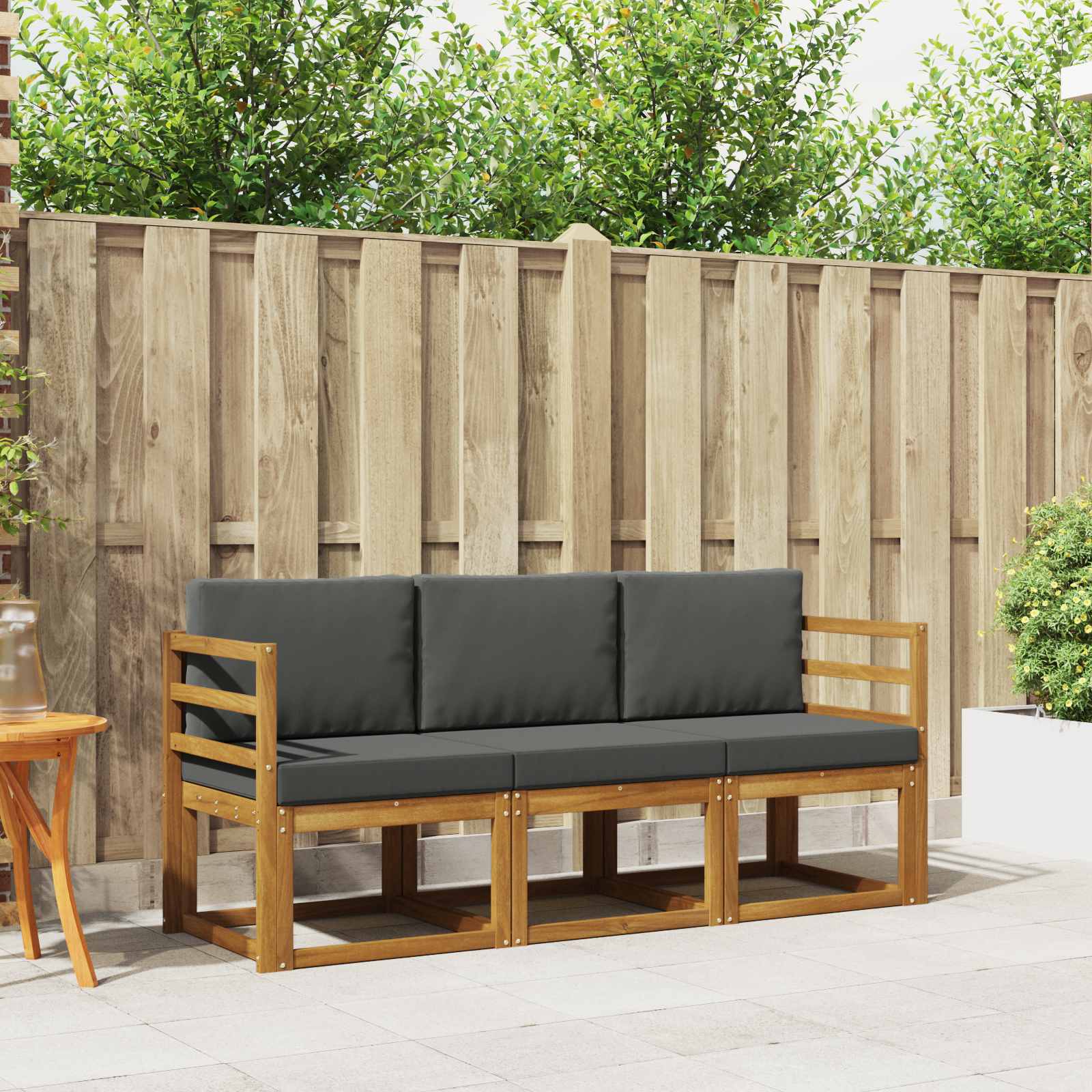Outdoor-Sofagarnitur 3 stk. Natur und Anthrazit