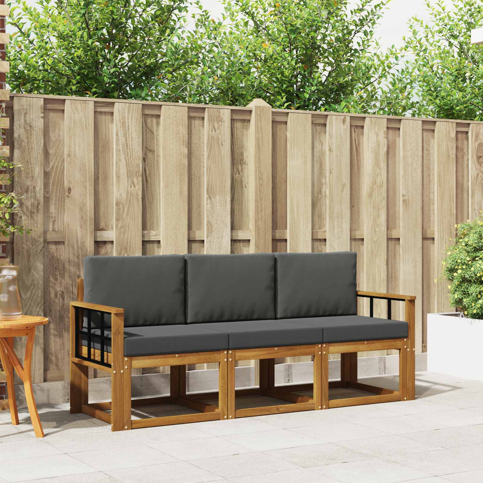Outdoor-Sofagarnitur 3 stk. Natur und Anthrazit