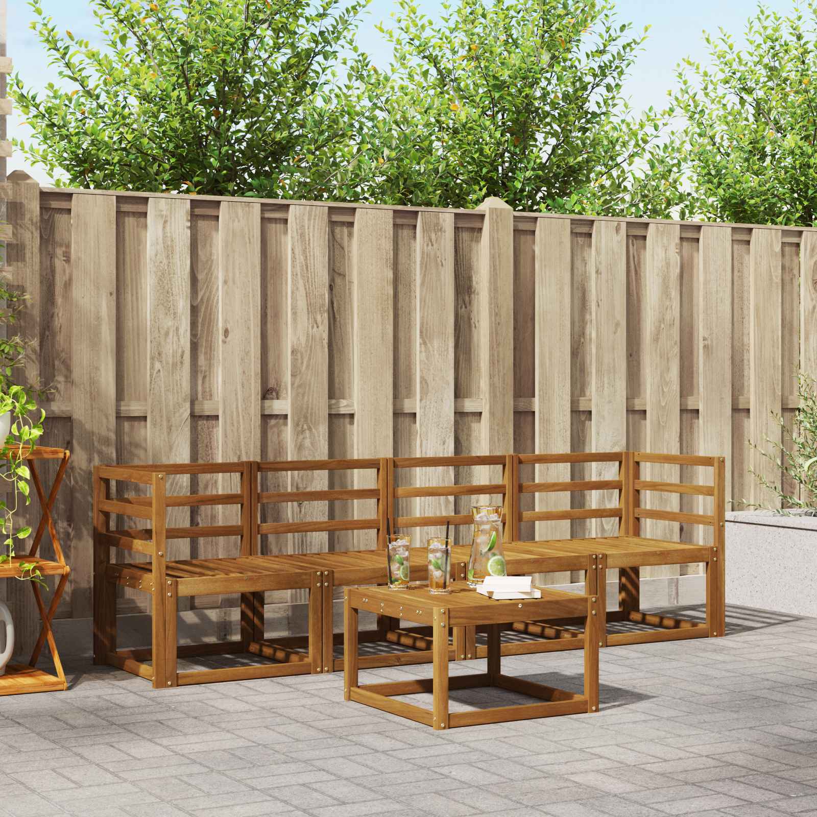 Outdoor-Sofagarnitur 5 stk. Natur