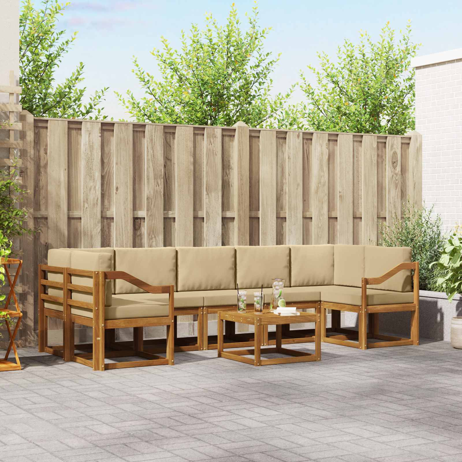 Outdoor-Sofagarnitur 8 stk. Natur und Beige