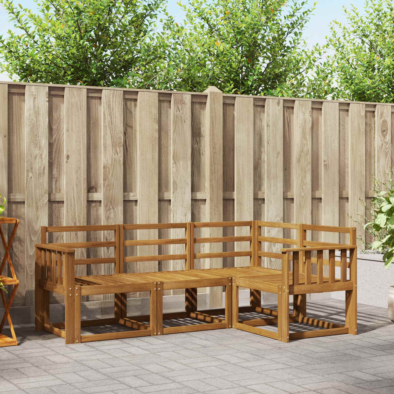Outdoor-Sofagarnitur 4 stk. Natur Massivholz Akazie