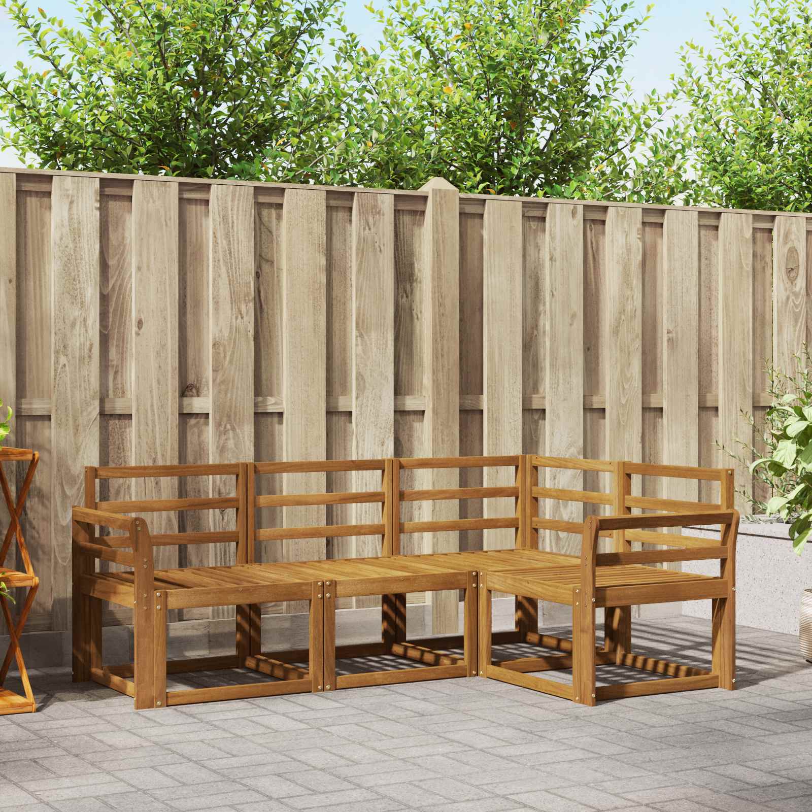 Outdoor-Sofagarnitur 4 stk. Natur Massivholz Akazie