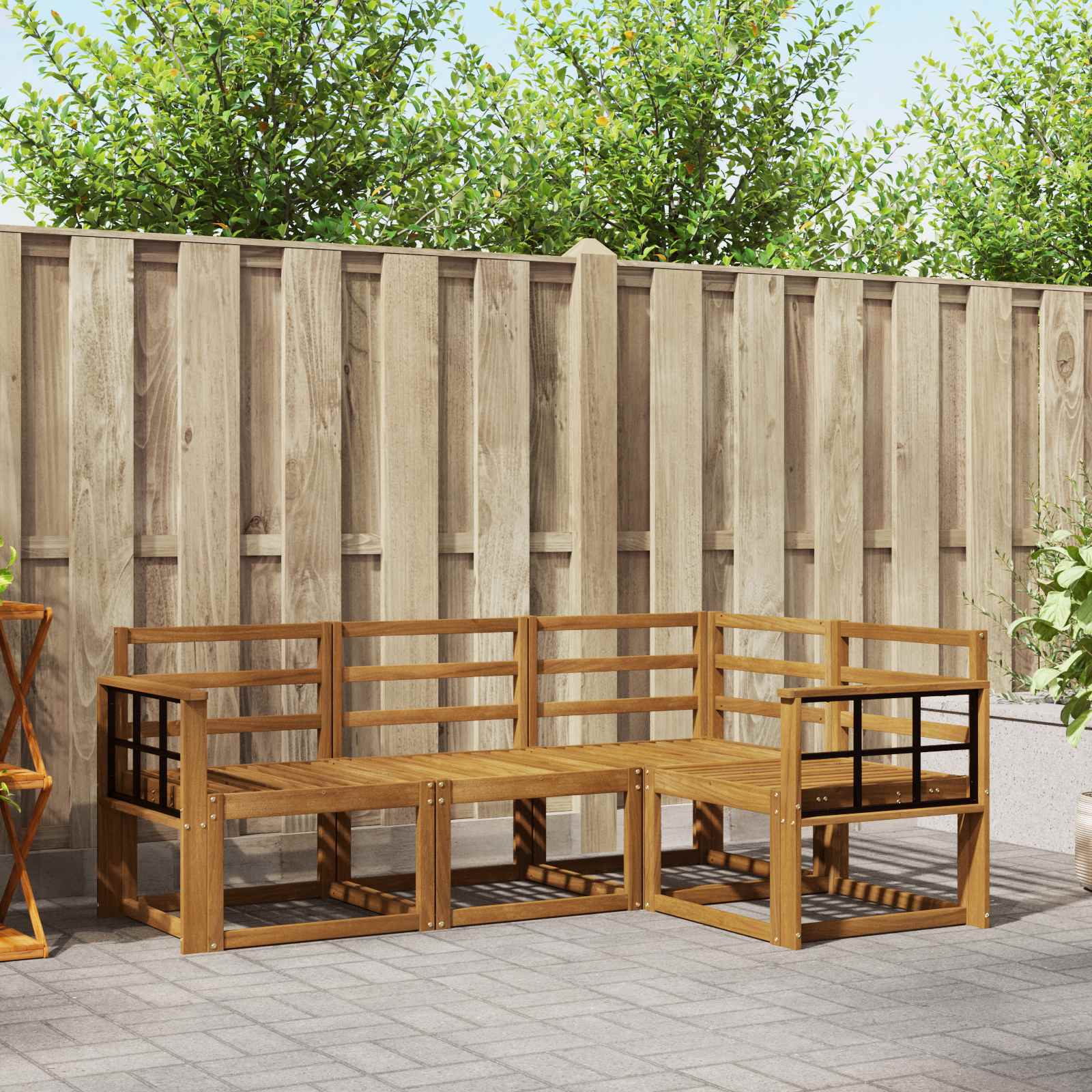 Outdoor-Sofagarnitur 4 stk. Natur Massivholz Akazie