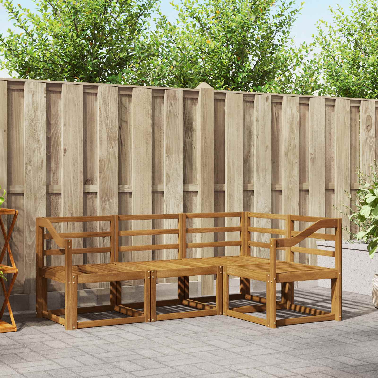 Outdoor-Sofagarnitur 4 stk. Natur Massivholz Akazie