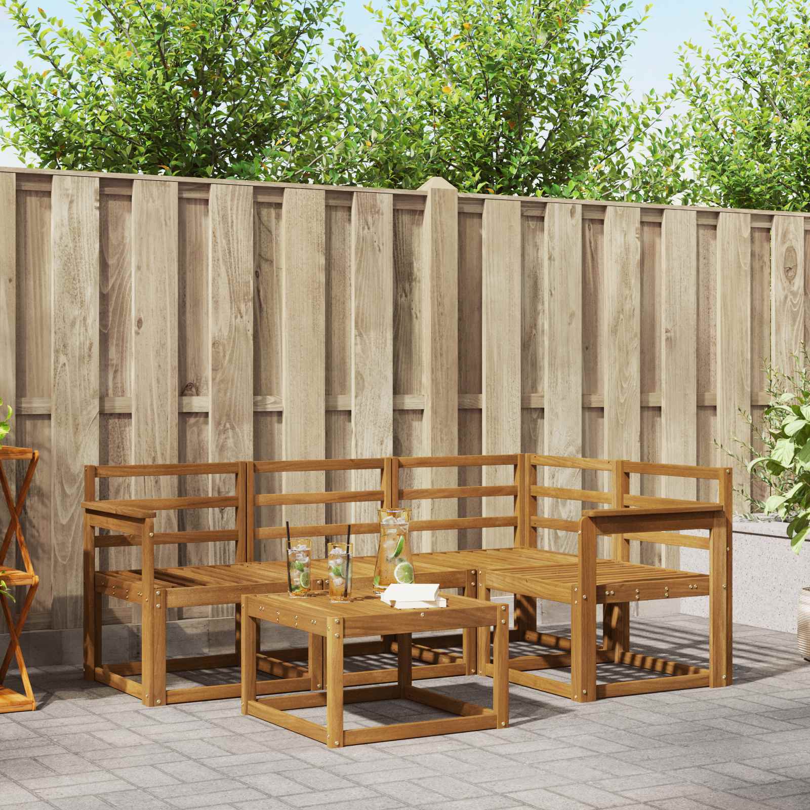 Outdoor-Sofagarnitur 5 stk. Natur Massivholz Akazie