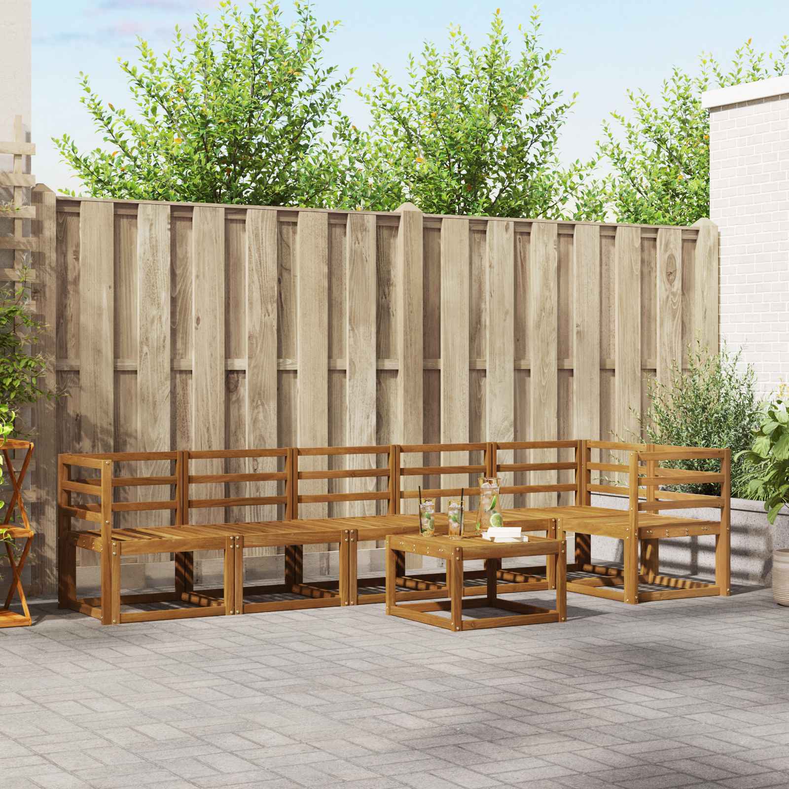 Outdoor-Sofagarnitur 7 stk. Natur Massivholz Akazie