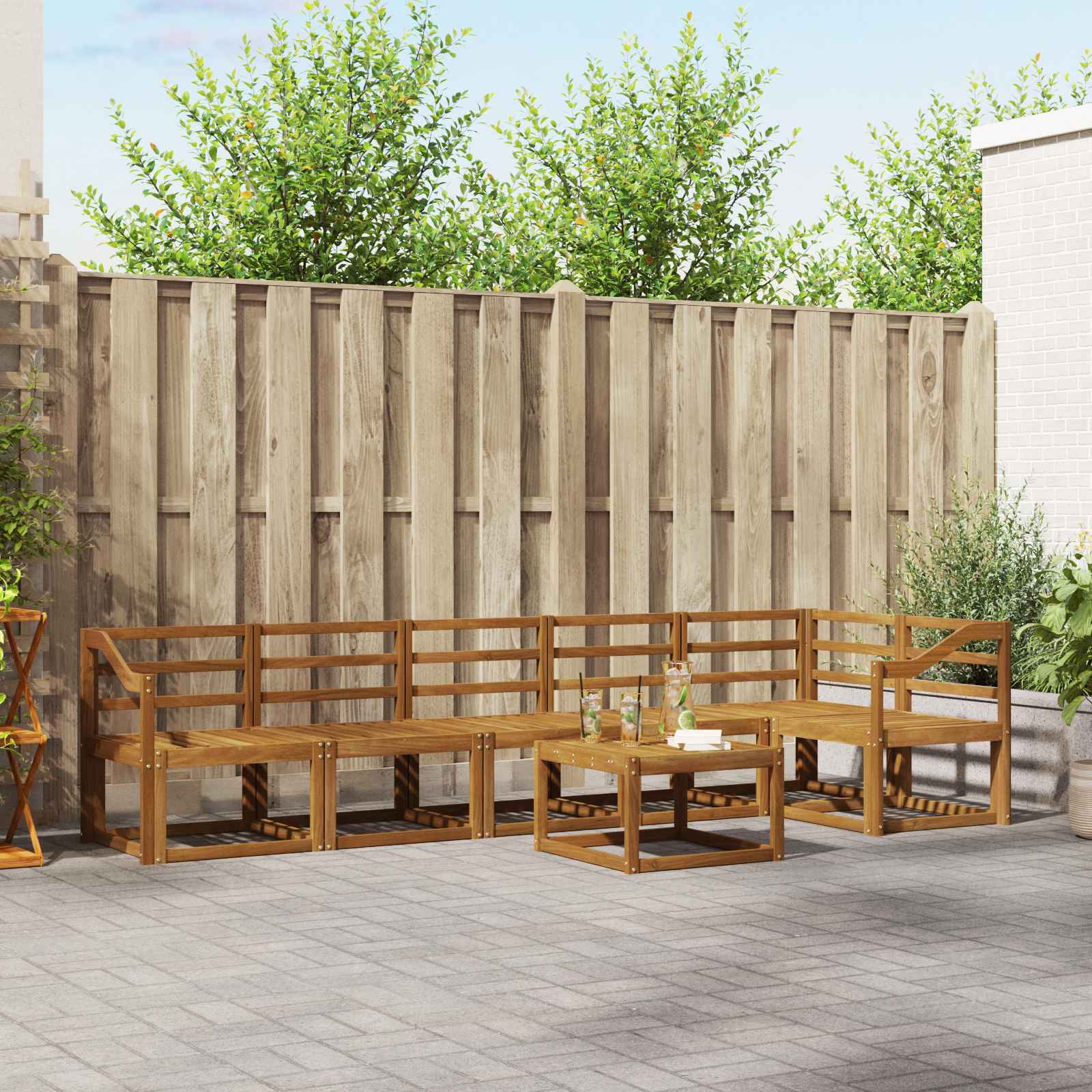 Outdoor-Sofagarnitur 7 stk. Natur Massivholz Akazie