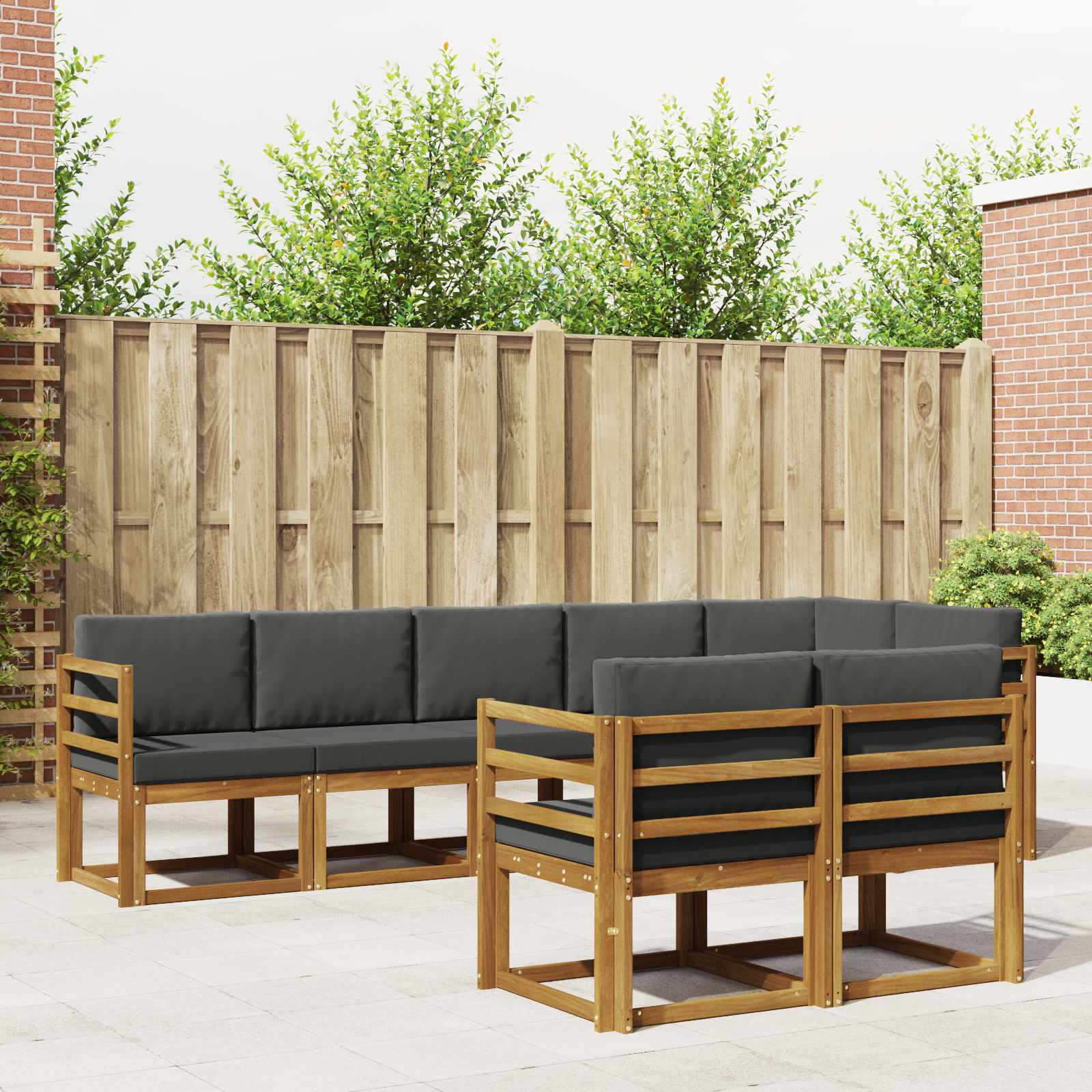 Outdoor-Sofagarnitur 8 stk. Natur und Anthrazit