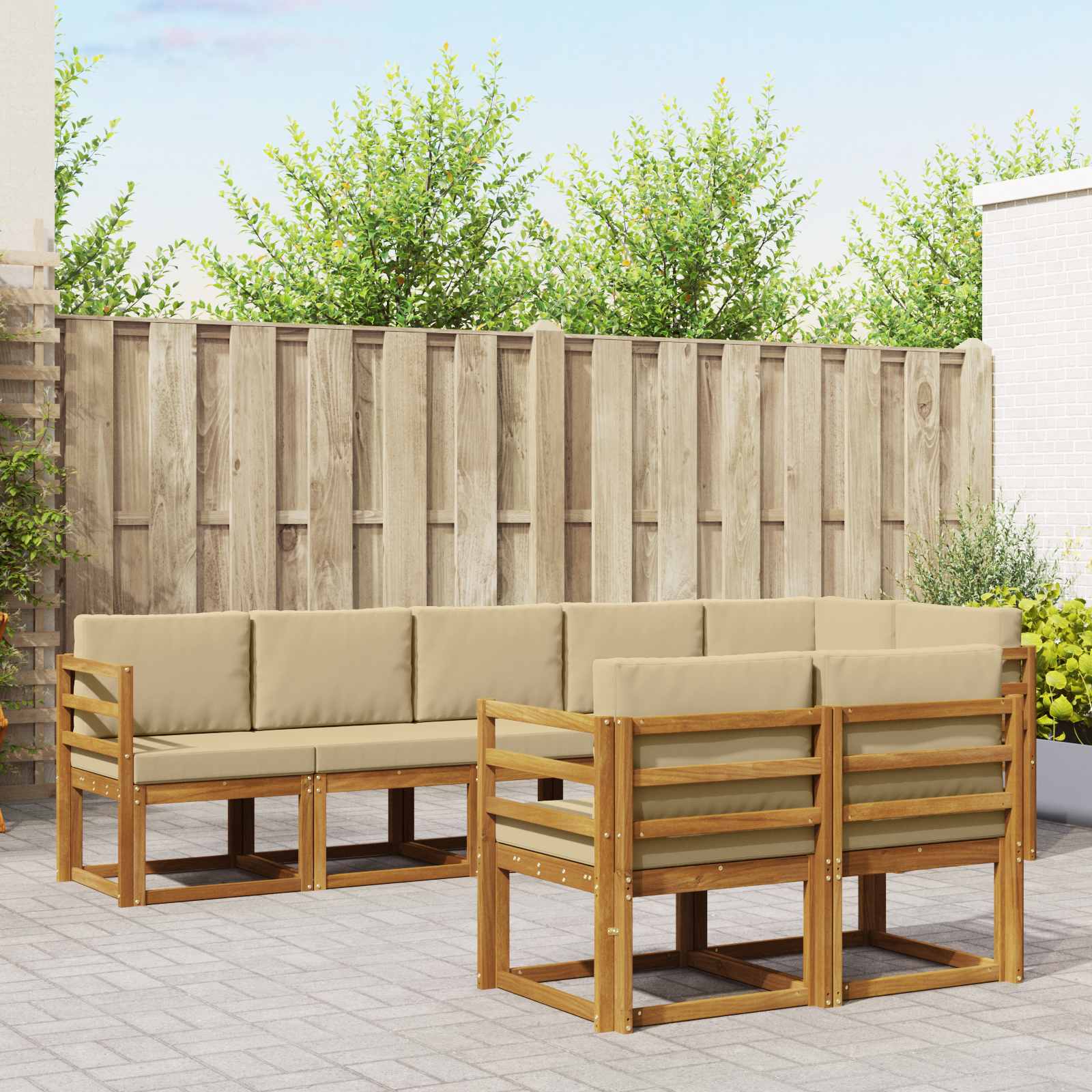Outdoor-Sofagarnitur 8 stk. Natur und Beige