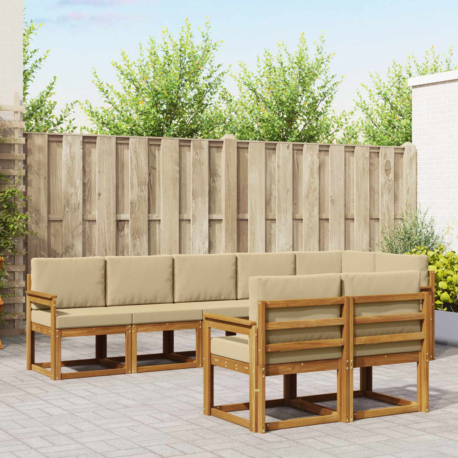 Outdoor-Sofagarnitur 8 stk. Natur und Beige
