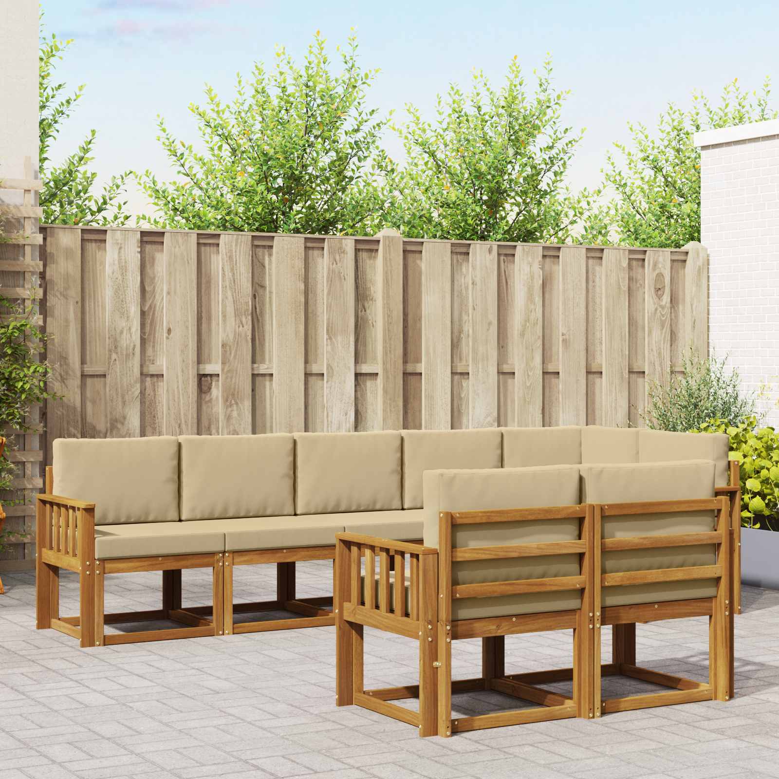 Outdoor-Sofagarnitur 8 stk. Natur und Beige