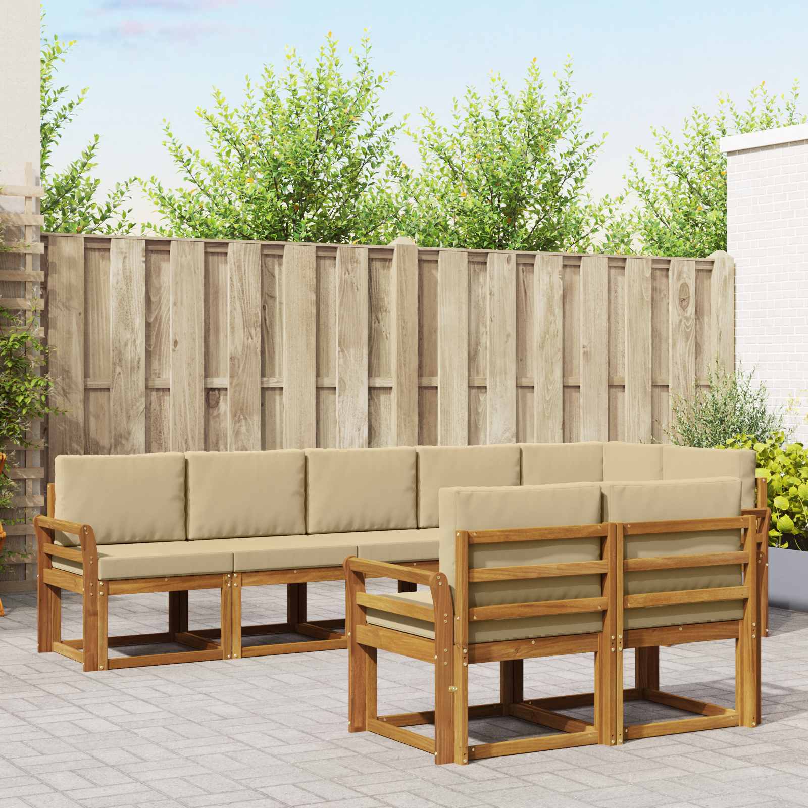 Outdoor-Sofagarnitur 8 stk. Natur und Beige