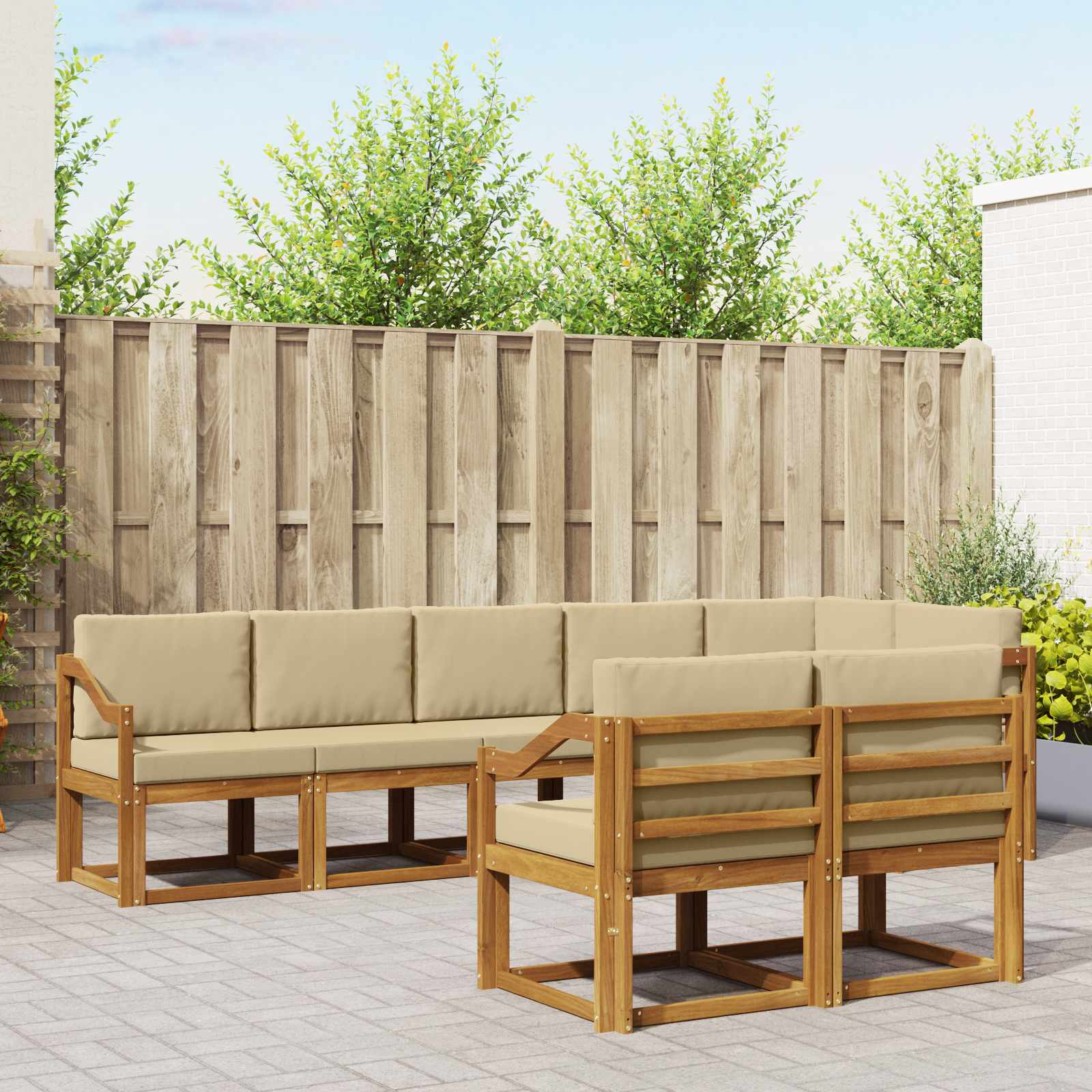 Outdoor-Sofagarnitur 8 stk. Natur und Beige