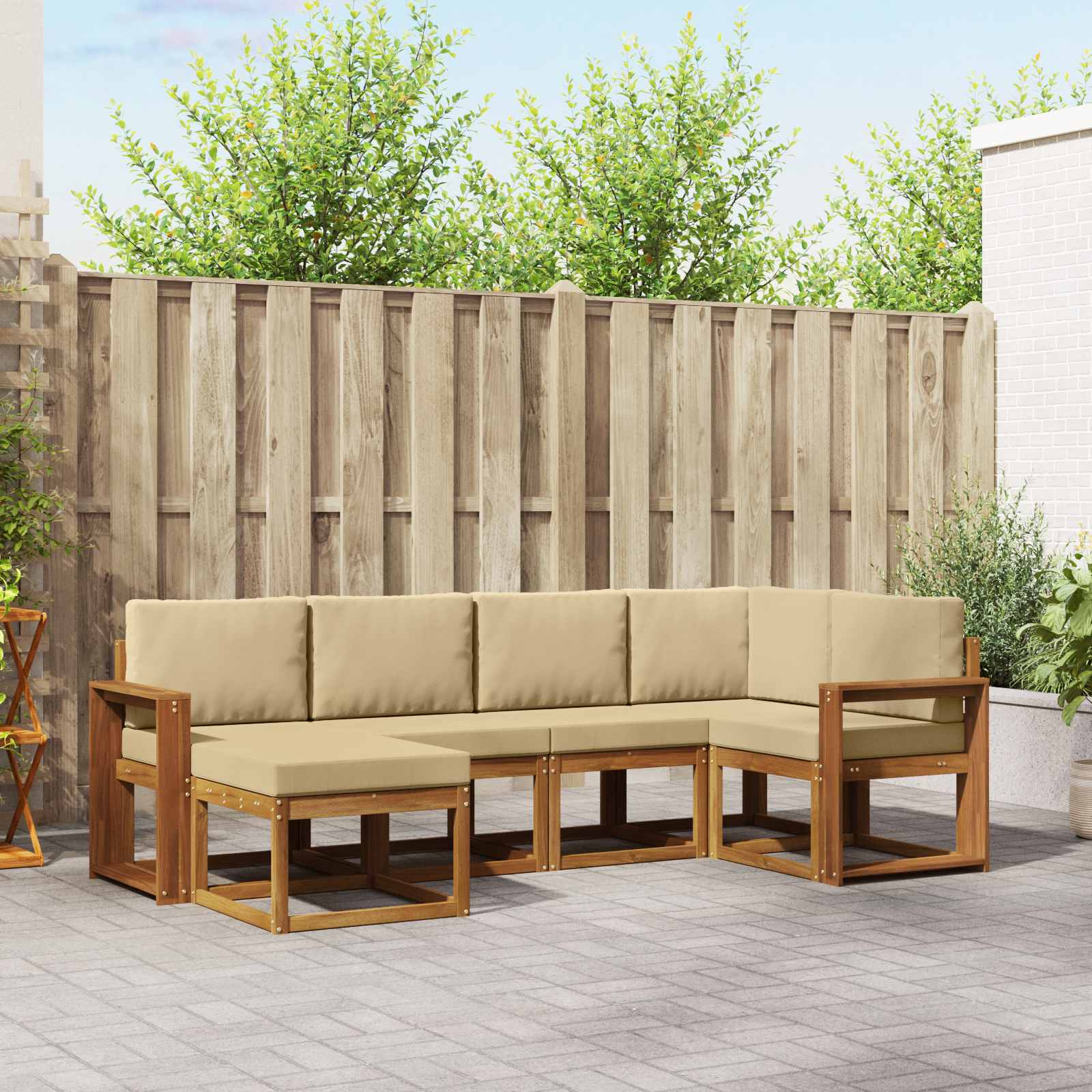 Outdoor-Sofagarnitur 6 stk. Natur und Beige