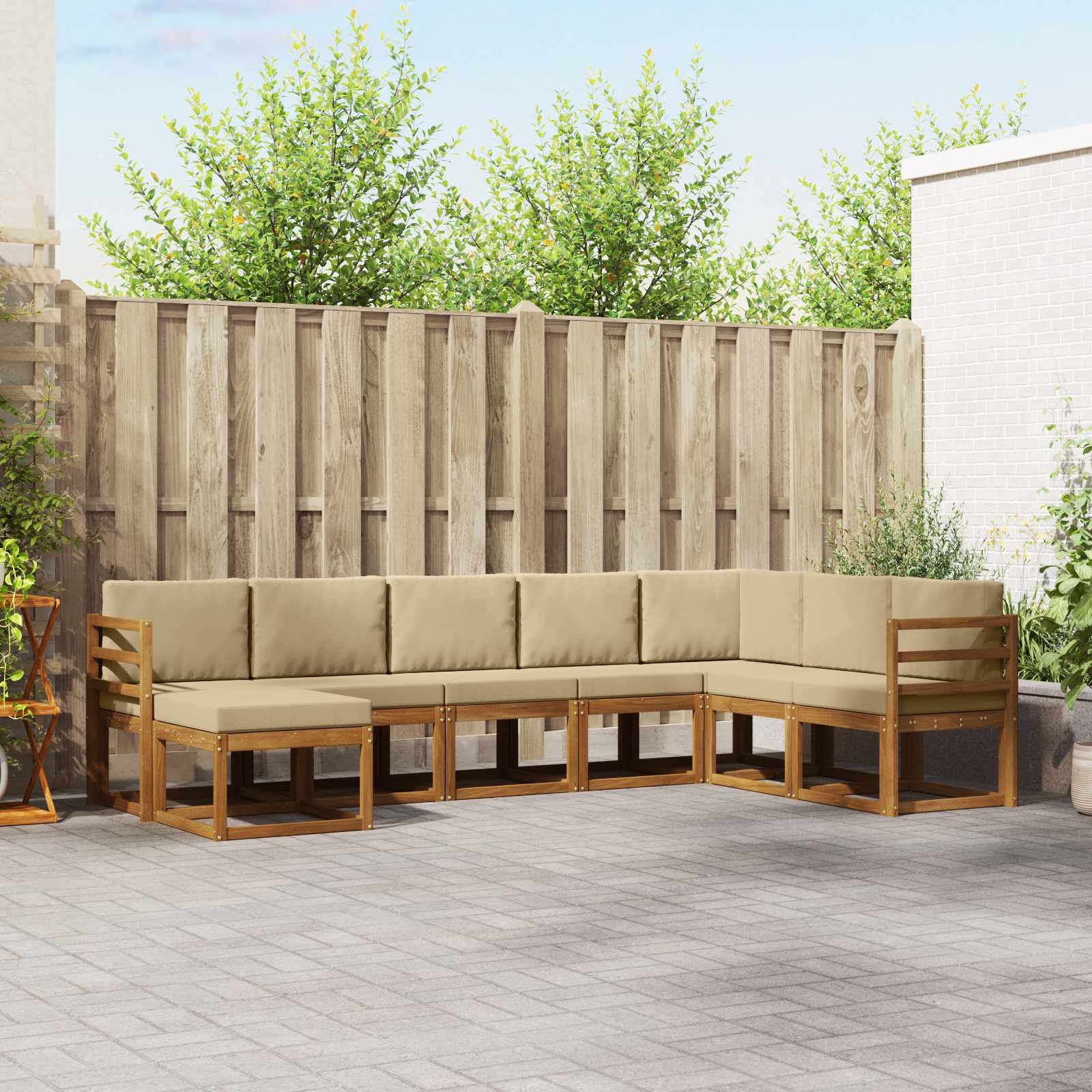 Outdoor-Sofagarnitur 8 stk. Natur und Beige