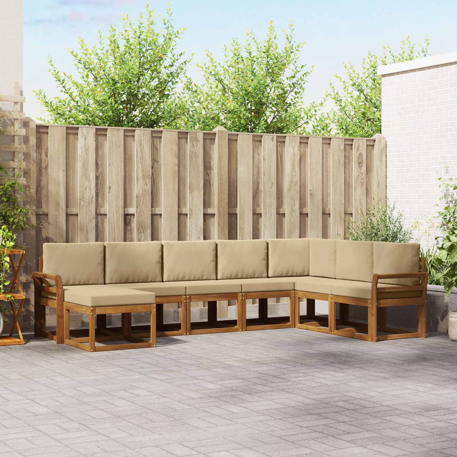Outdoor-Sofagarnitur 8 stk. Natur und Beige