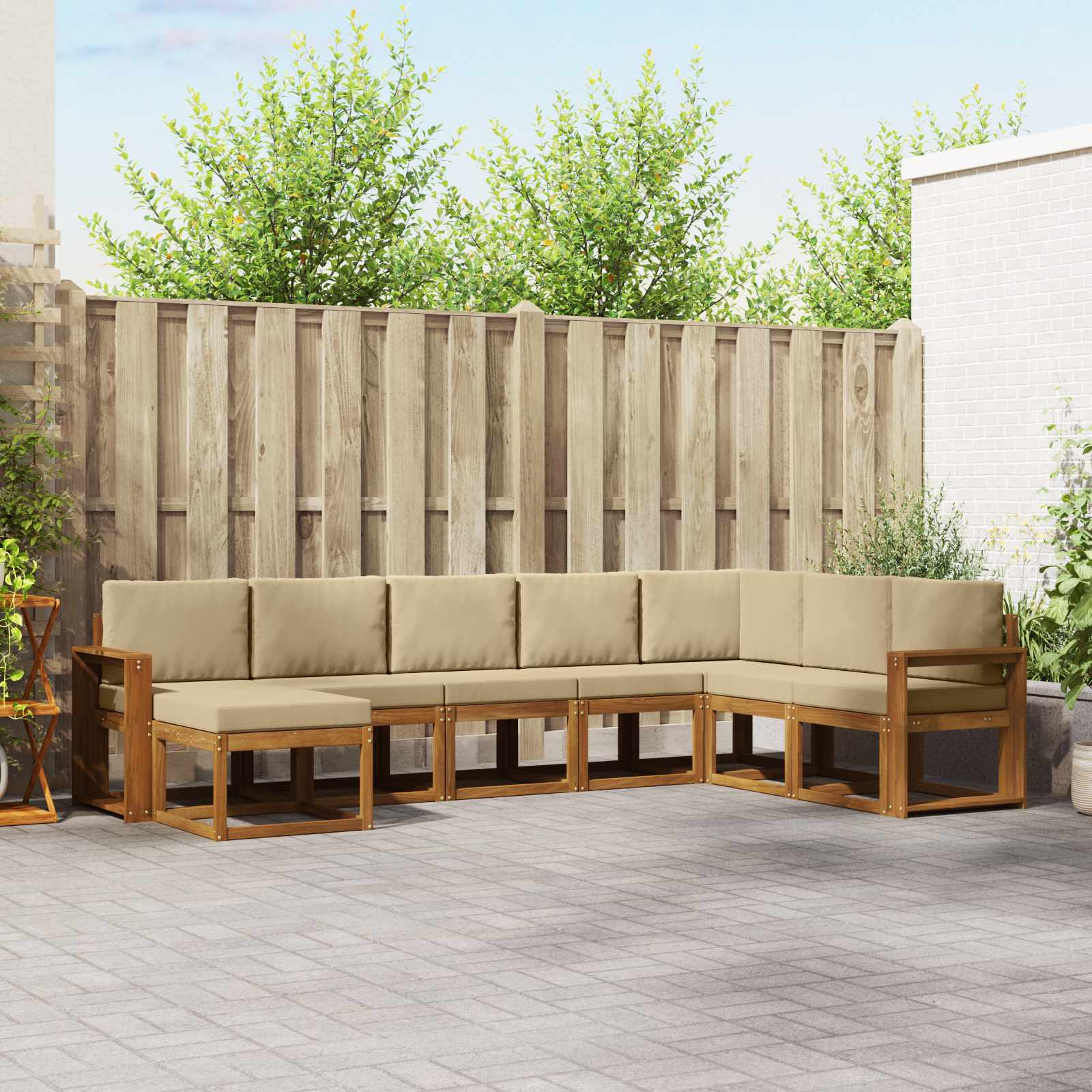 Outdoor-Sofagarnitur 8 stk. Natur und Beige