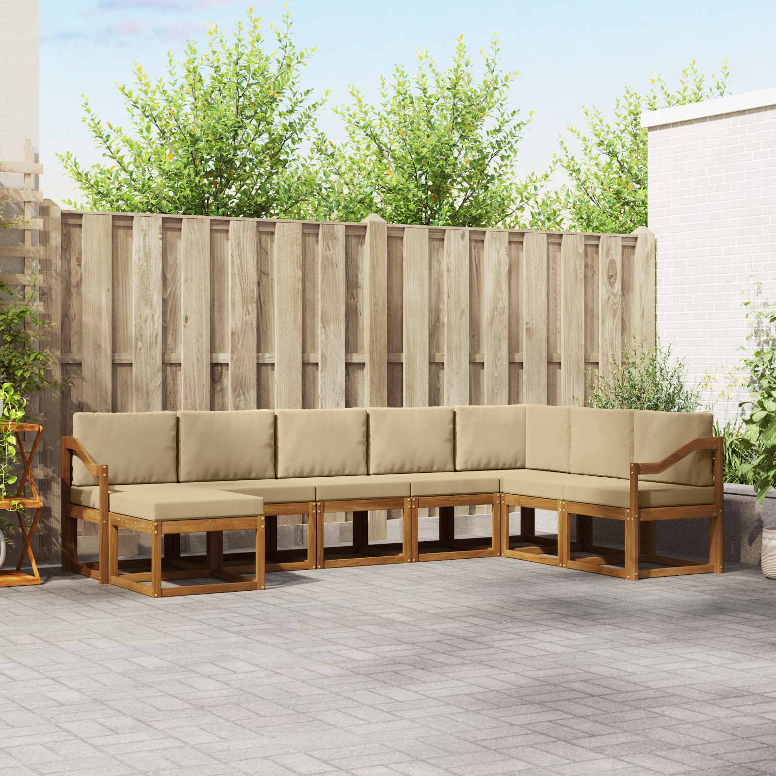 Outdoor-Sofagarnitur 8 stk. Natur und Beige