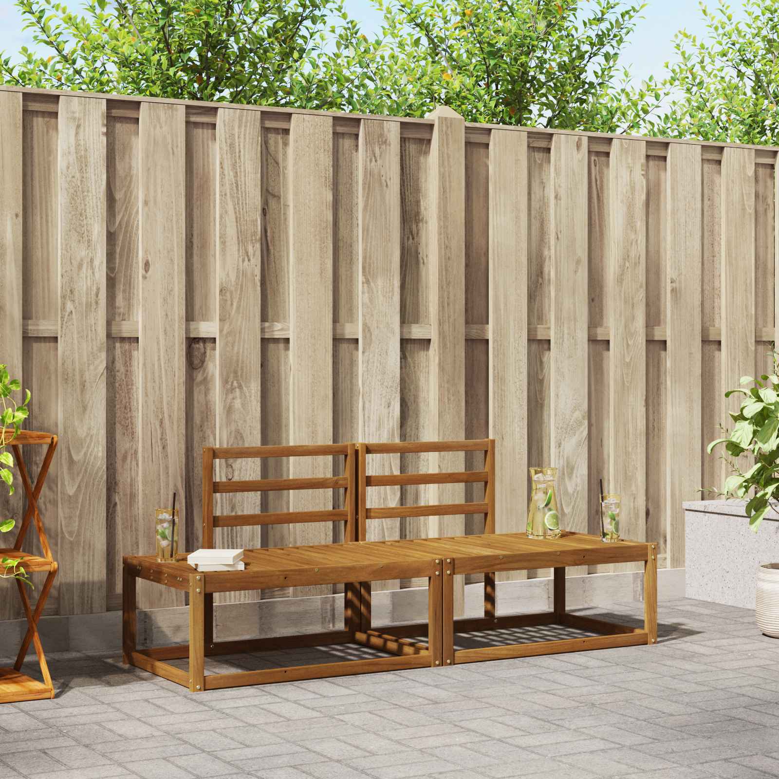 Outdoor-Sofagarnitur 2 stk. Natur Massivholz Akazie