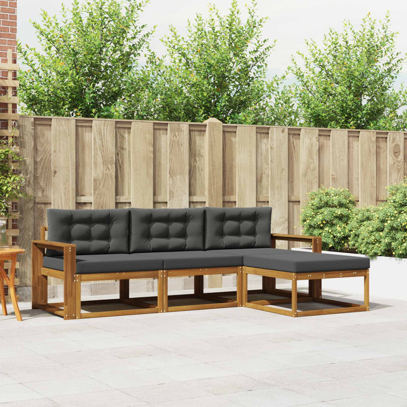 Outdoor-Sofagarnitur 4 stk. Natur und Anthrazit