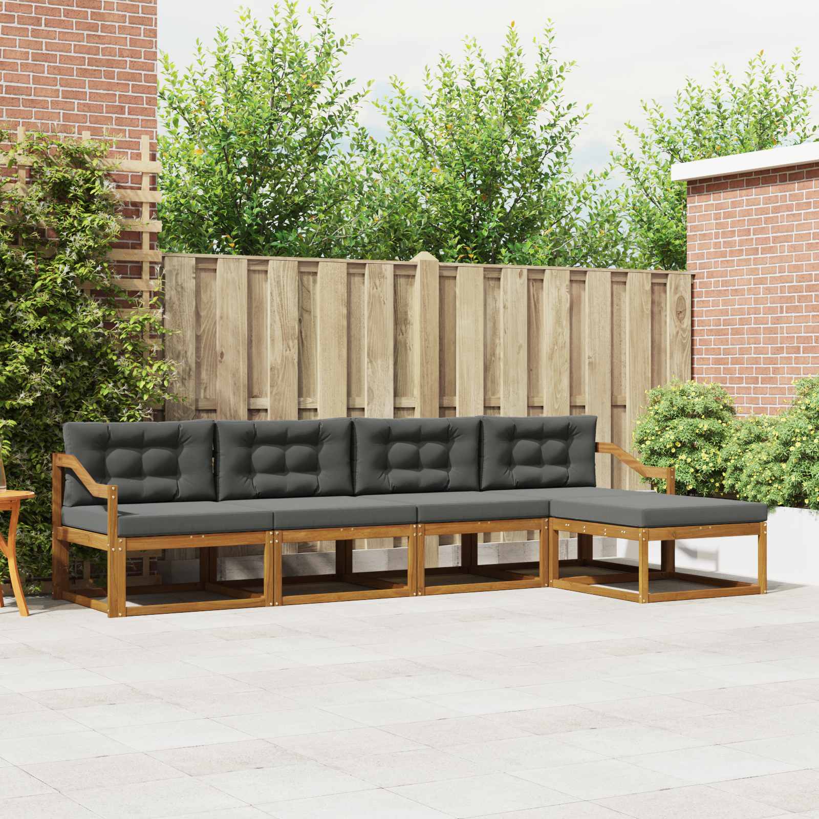 Outdoor-Sofagarnitur 5 stk. Natur und Anthrazit