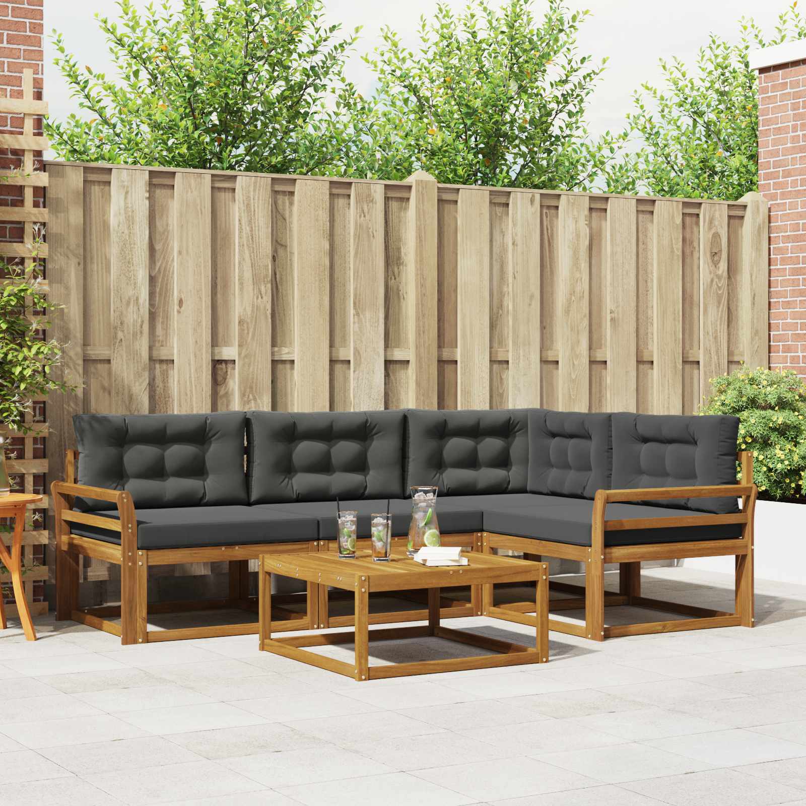Outdoor-Sofagarnitur 5 stk. Natur und Anthrazit