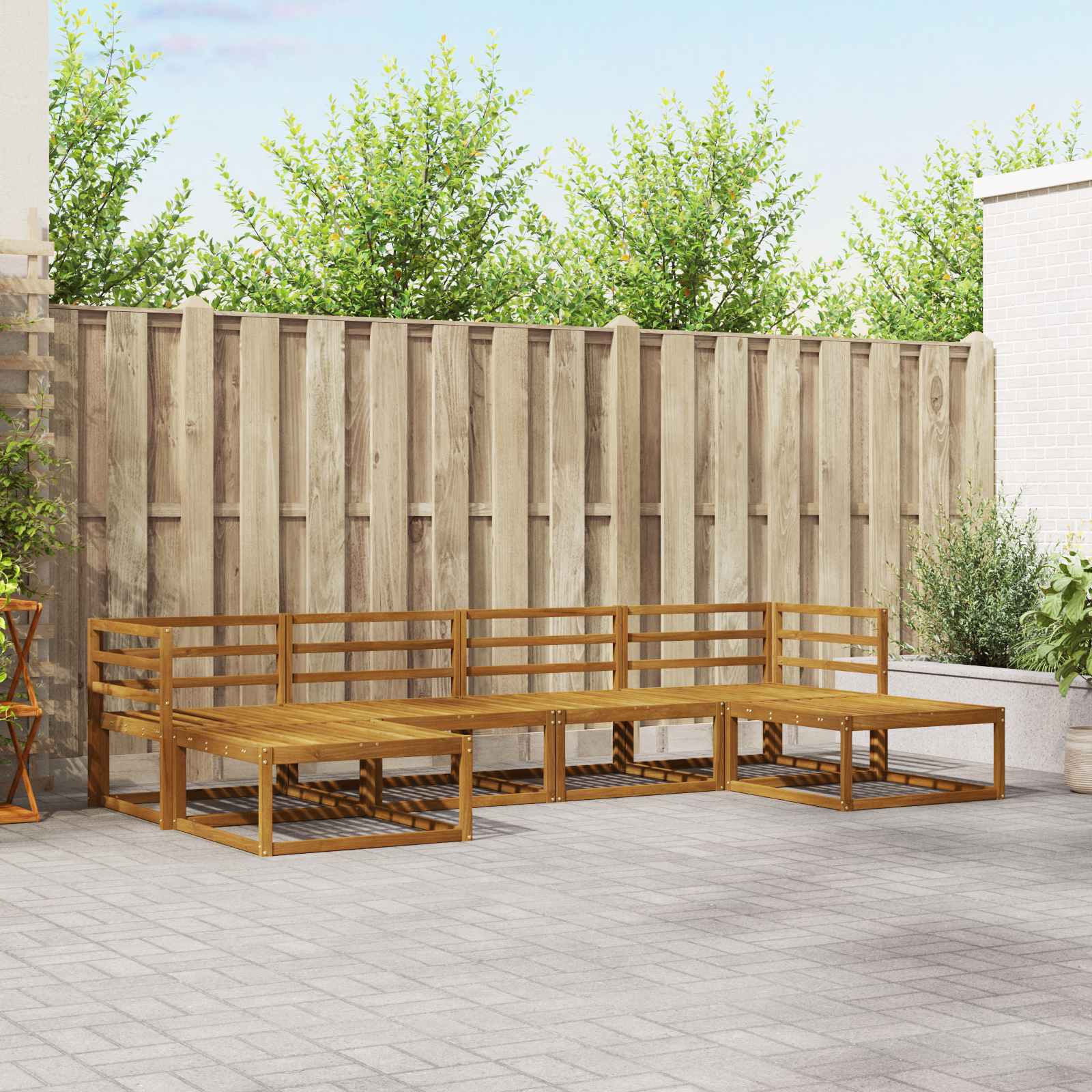 Outdoor-Sofagarnitur 6 stk. Natur Massivholz Akazie