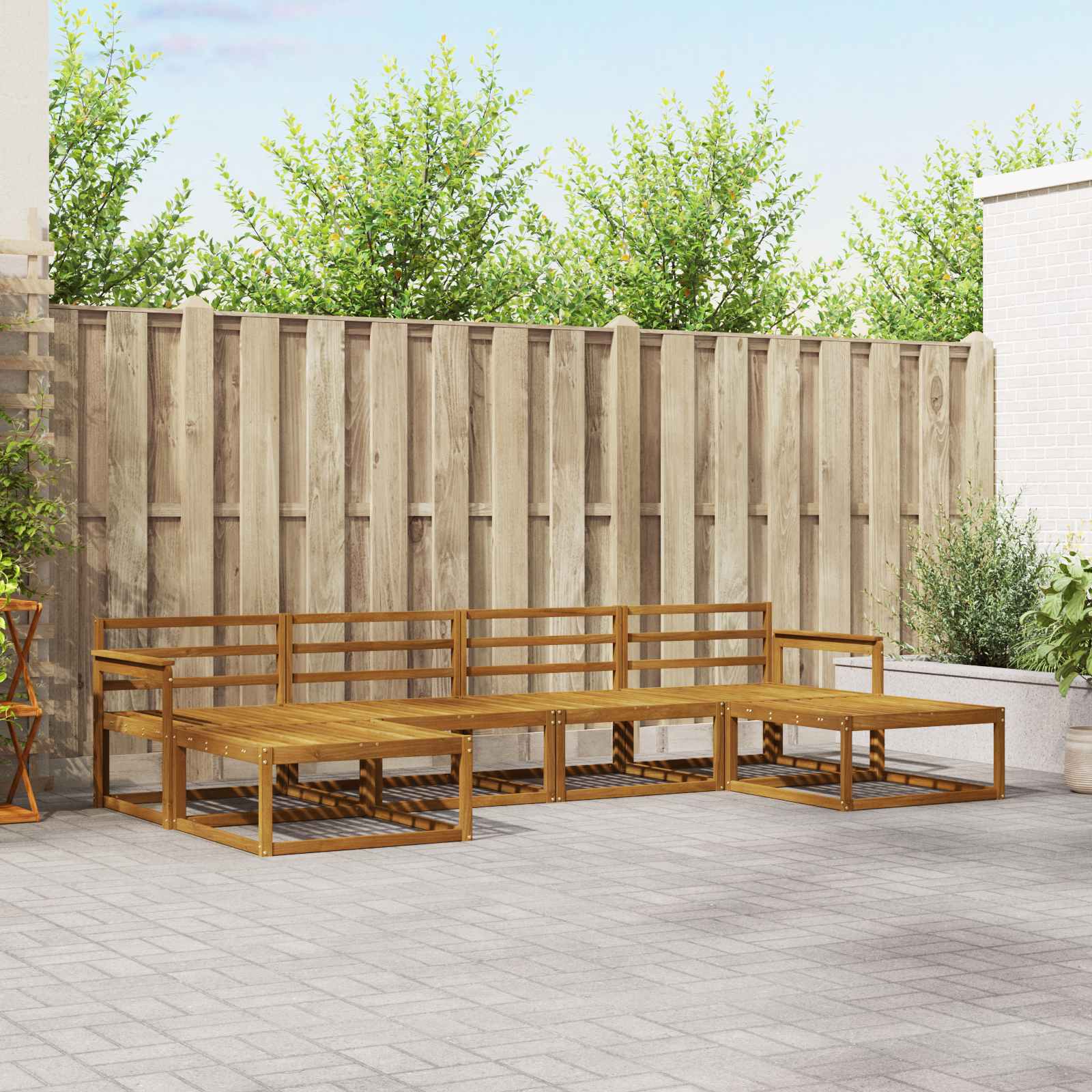 Outdoor-Sofagarnitur 6 stk. Natur Massivholz Akazie