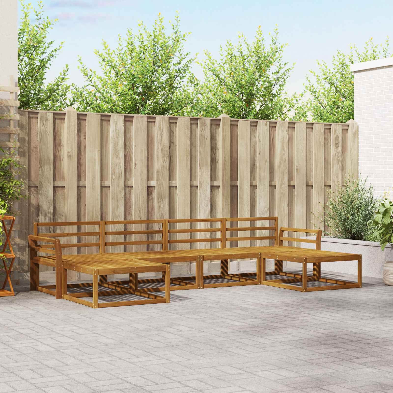Outdoor-Sofagarnitur 6 stk. Natur Massivholz Akazie