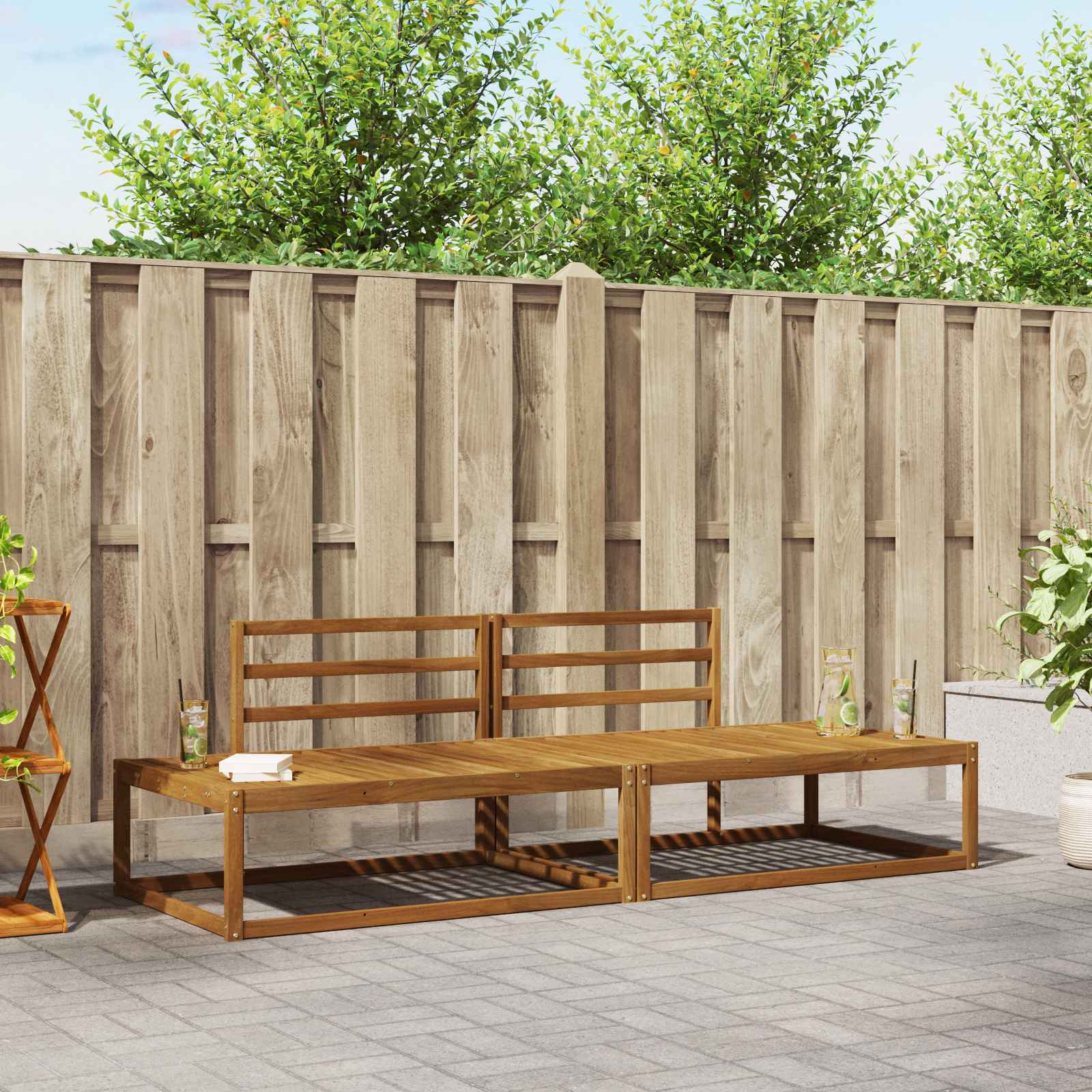 Outdoor-Sofagarnitur Massivholz Akazie Natur