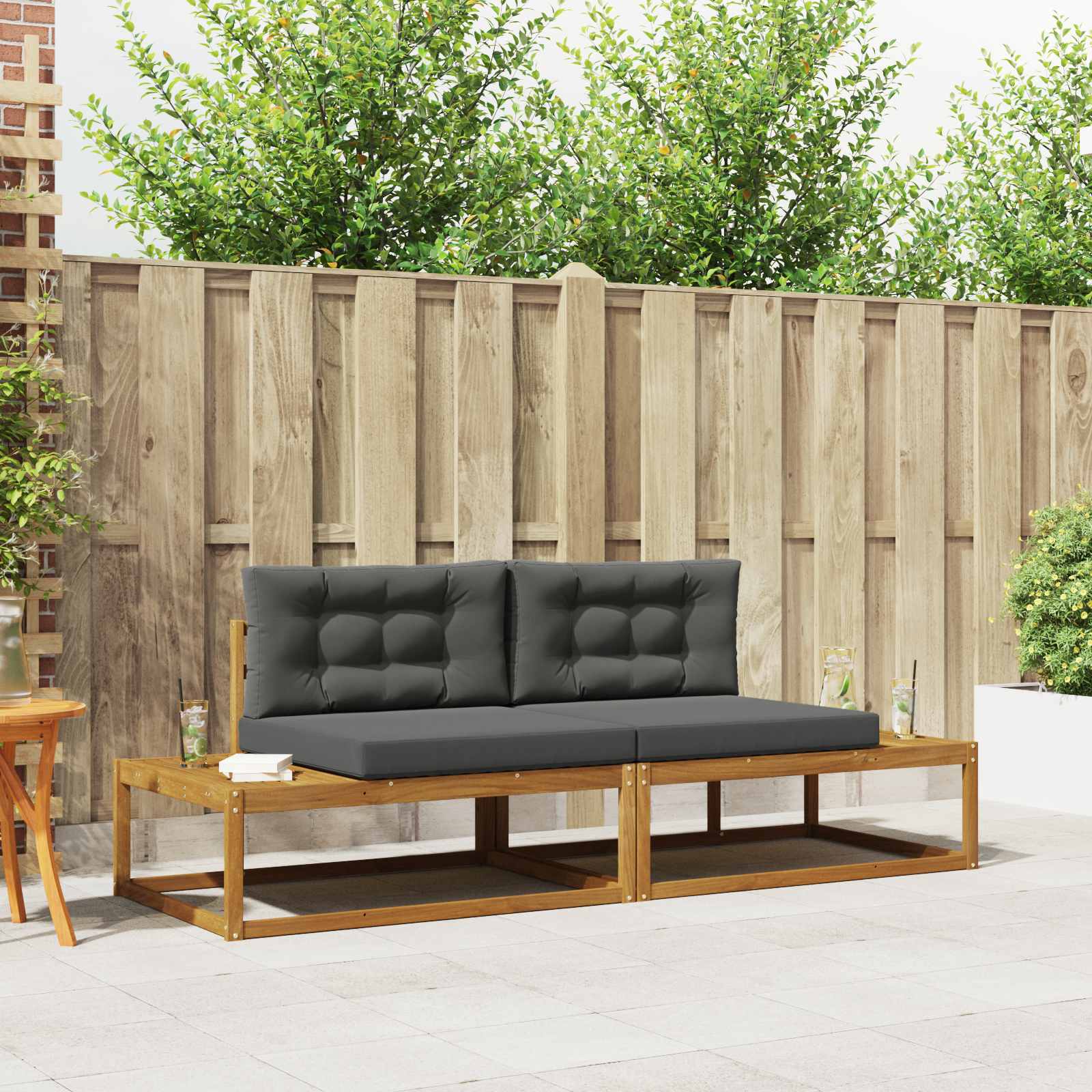Outdoor-Sofagarnitur Massives Akazienholz und Polyester