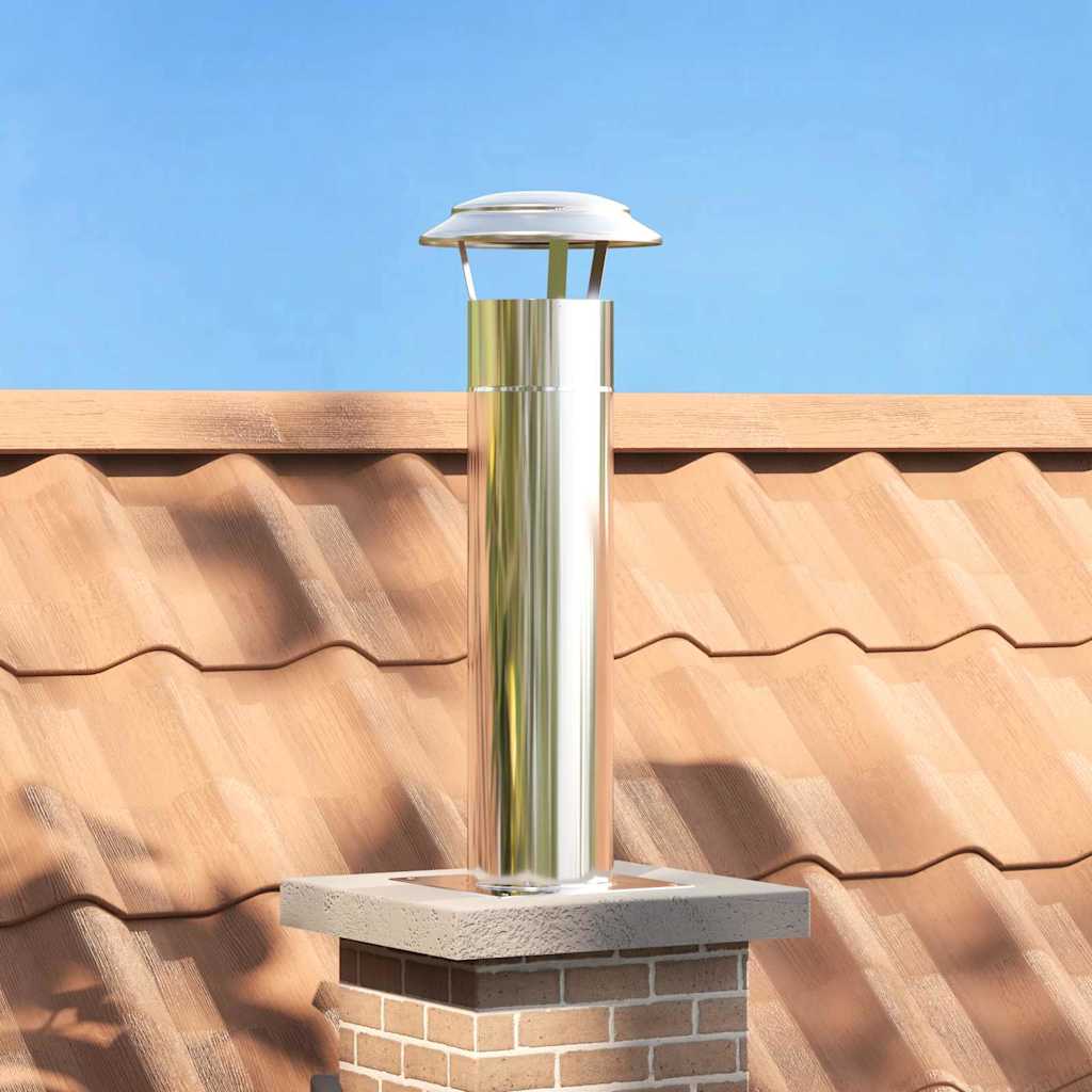 Kamin Kopf Erweiterung Silber 26 x 26 x 50 cm Edelstahl