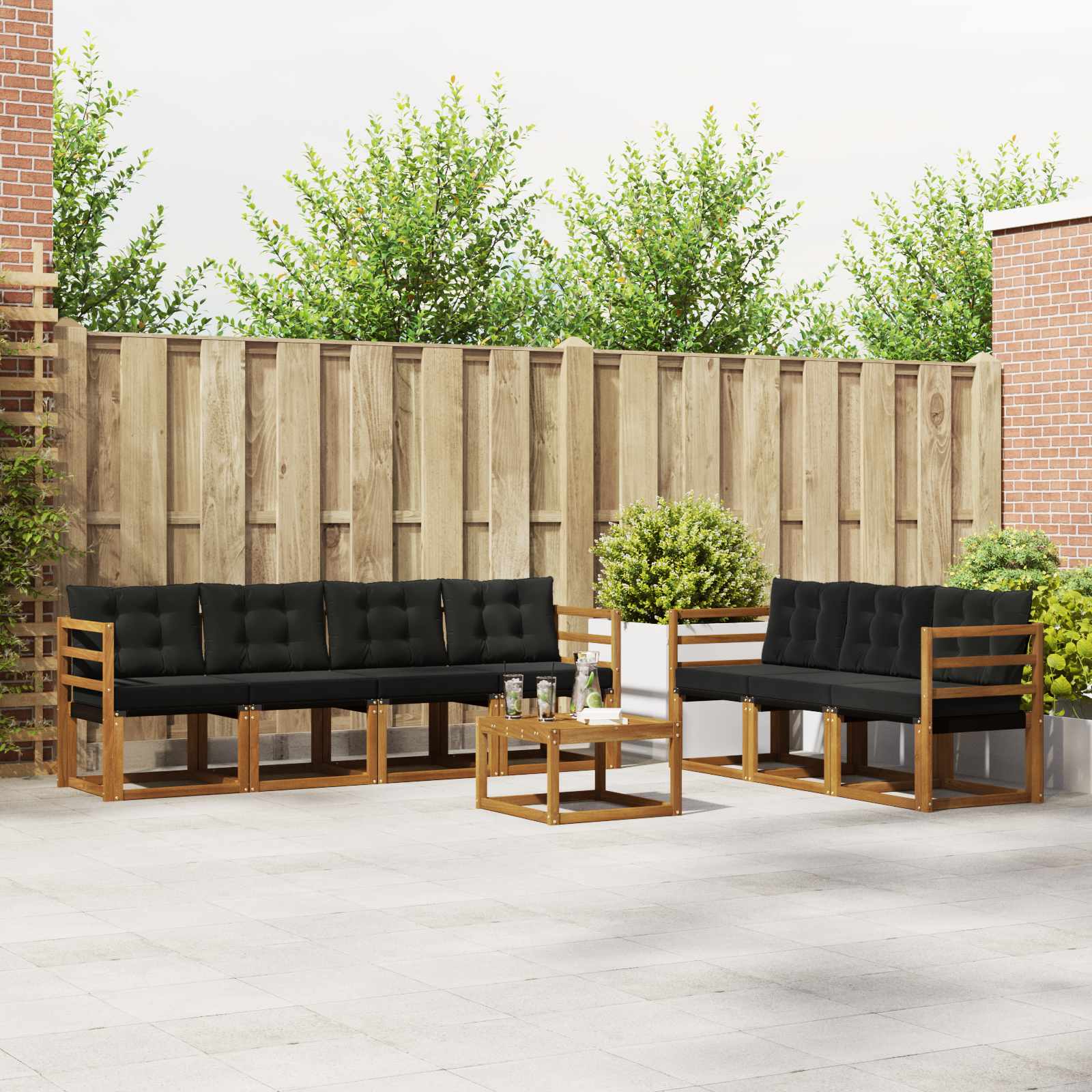 Outdoor-Sofagarnitur 8 stk. Natürlich und Schwarz