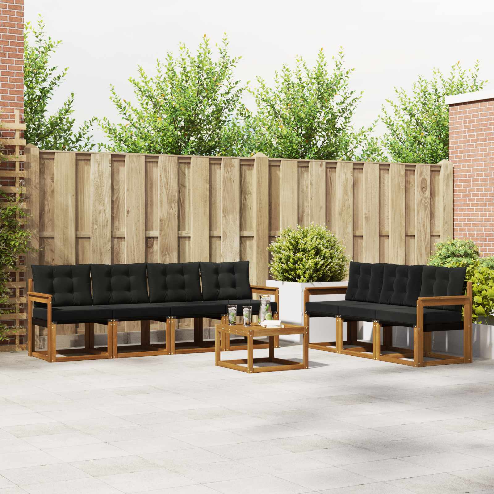 Outdoor-Sofagarnitur 8 stk. Natürlich und Schwarz