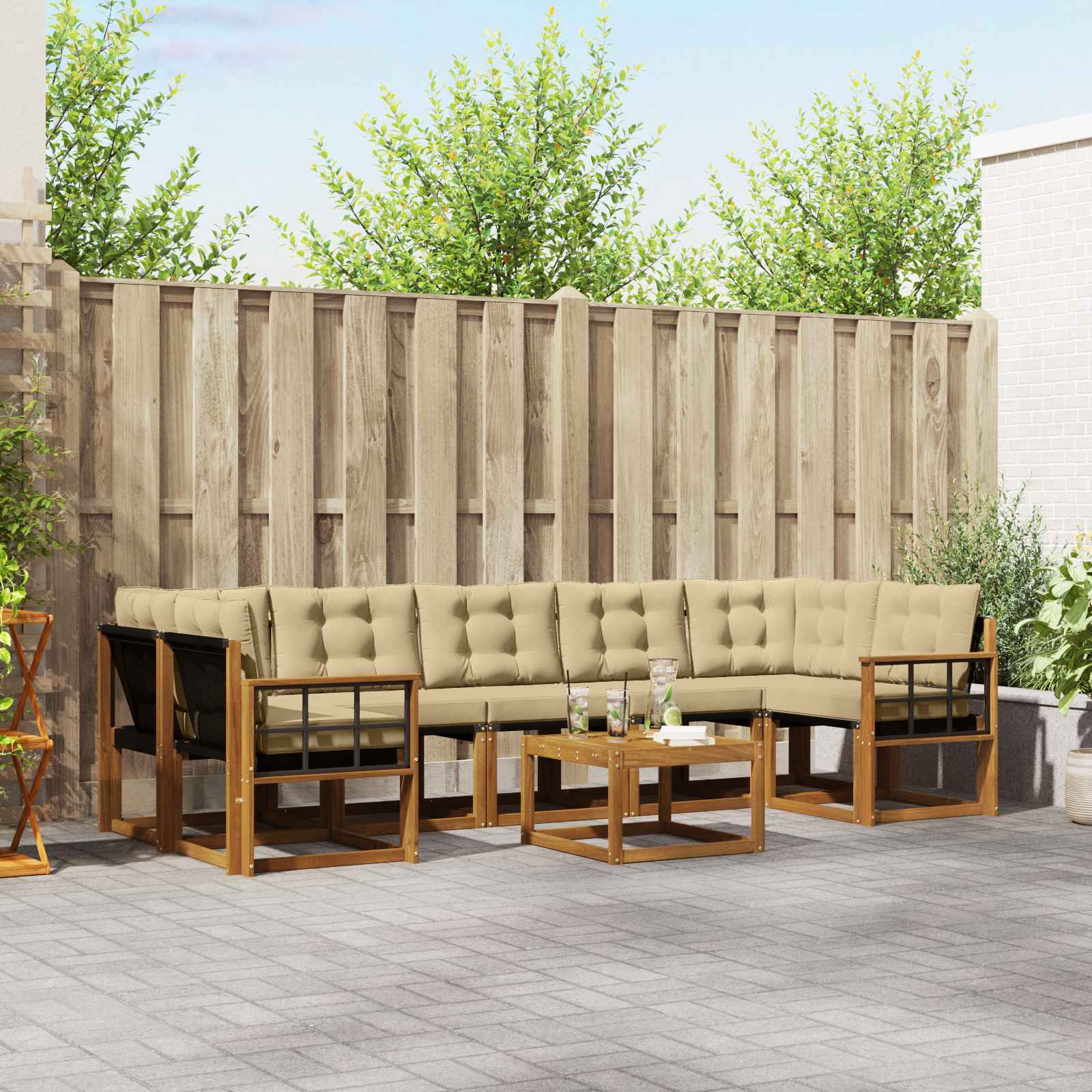 Outdoor-Sofagarnitur 8 stk. Natur und Beige